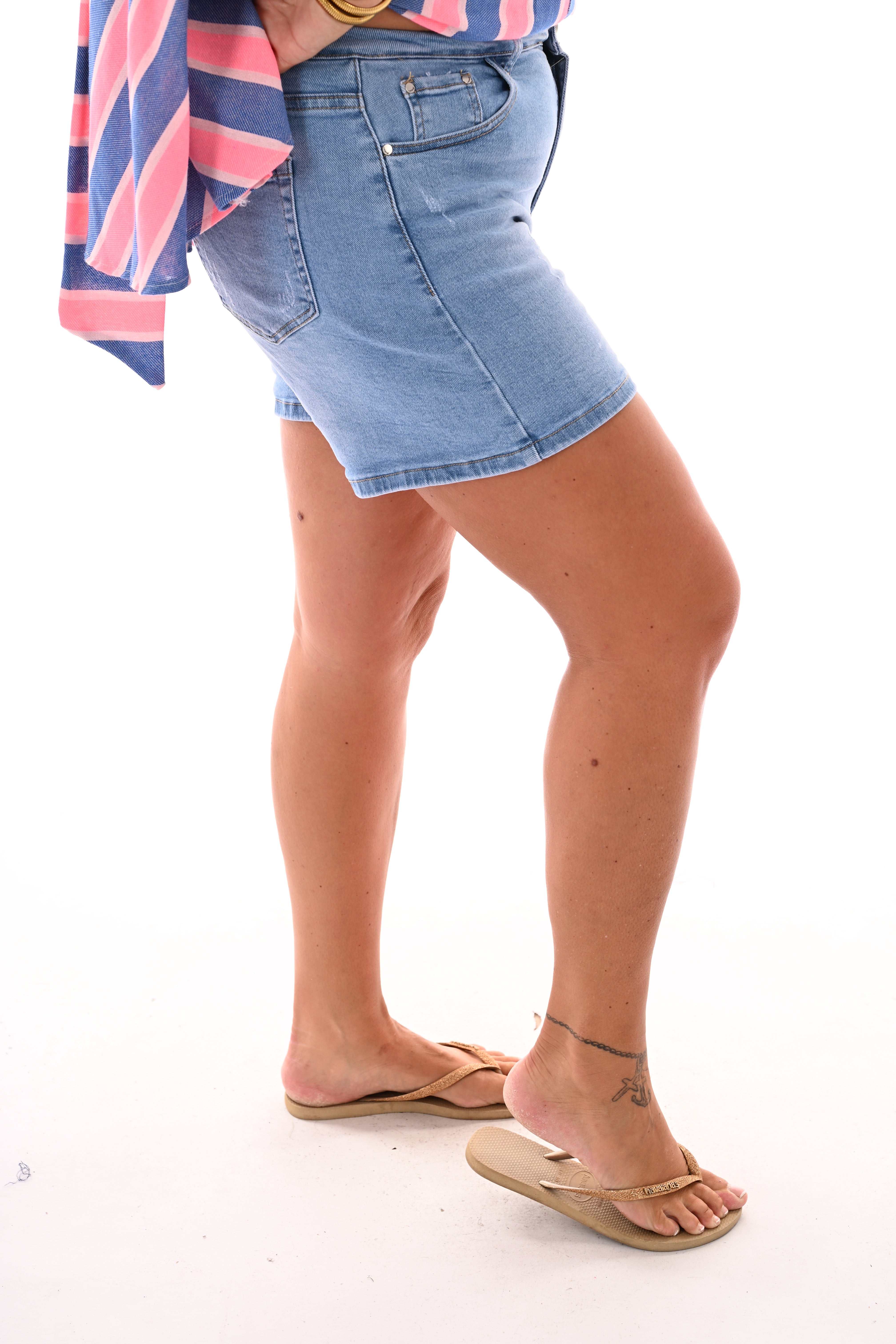 G-smack short slijtage lichtblauwe wassing
