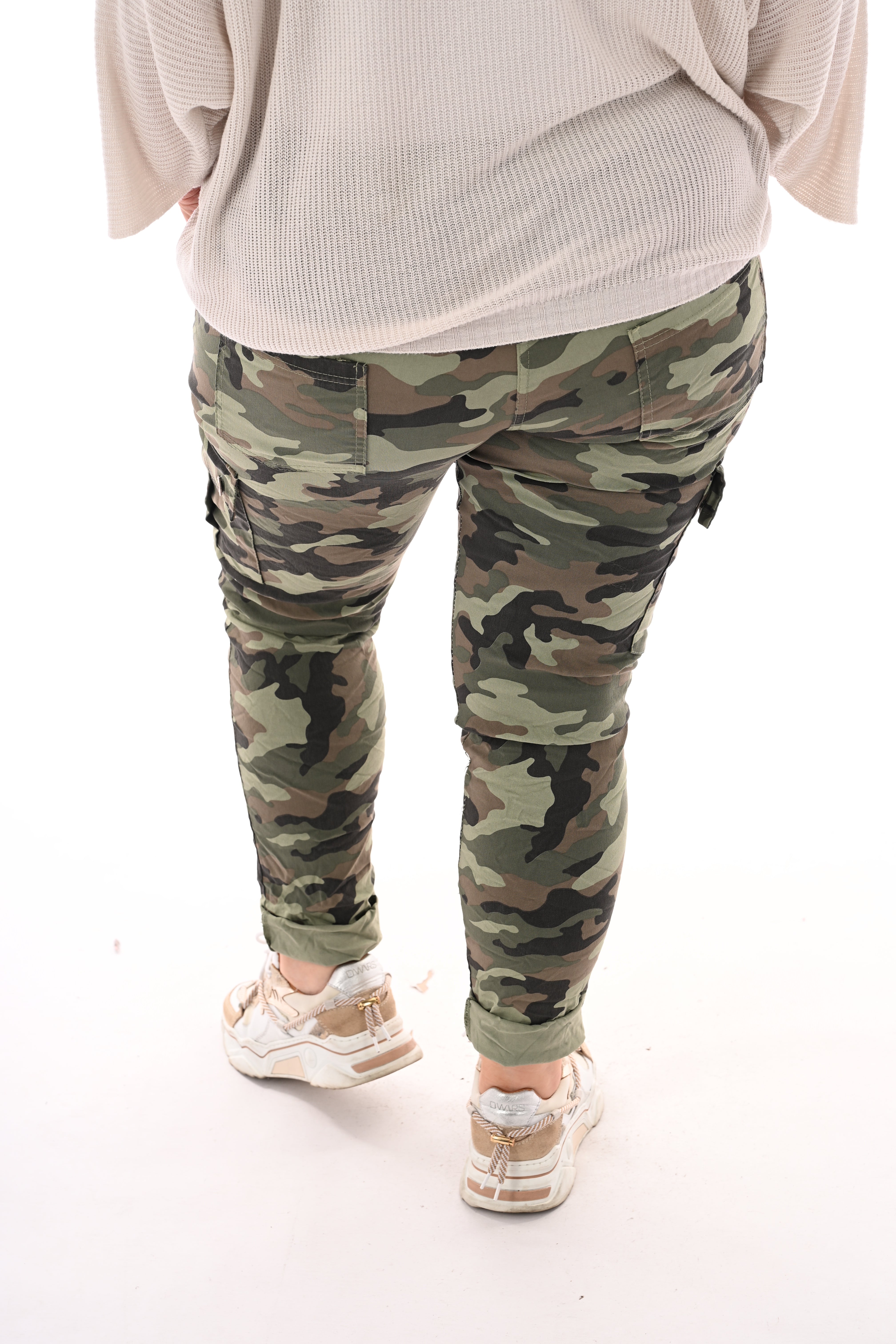 Stretchbroek camouflage cargo legergroen