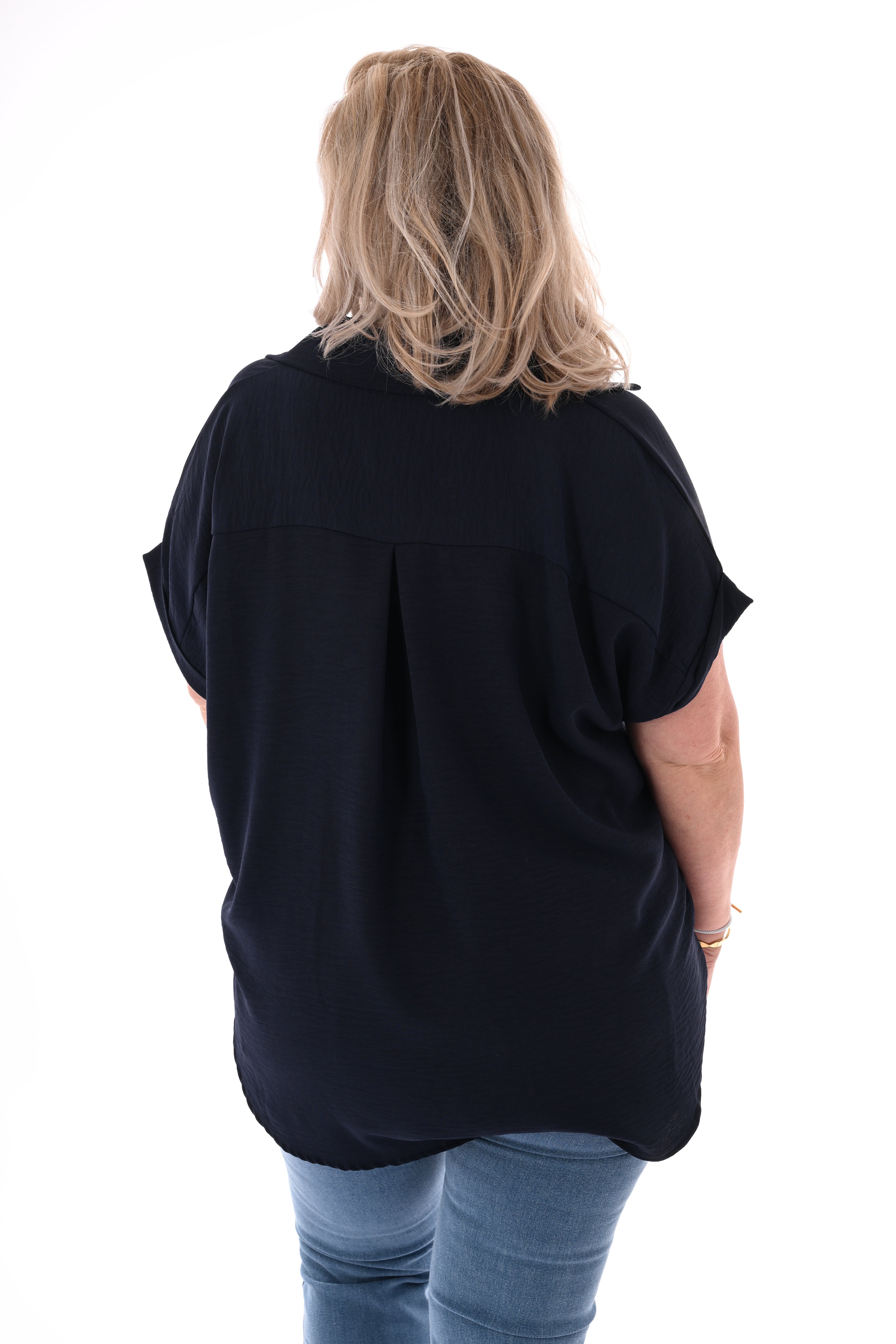 Top v-hals kraag marineblauw
