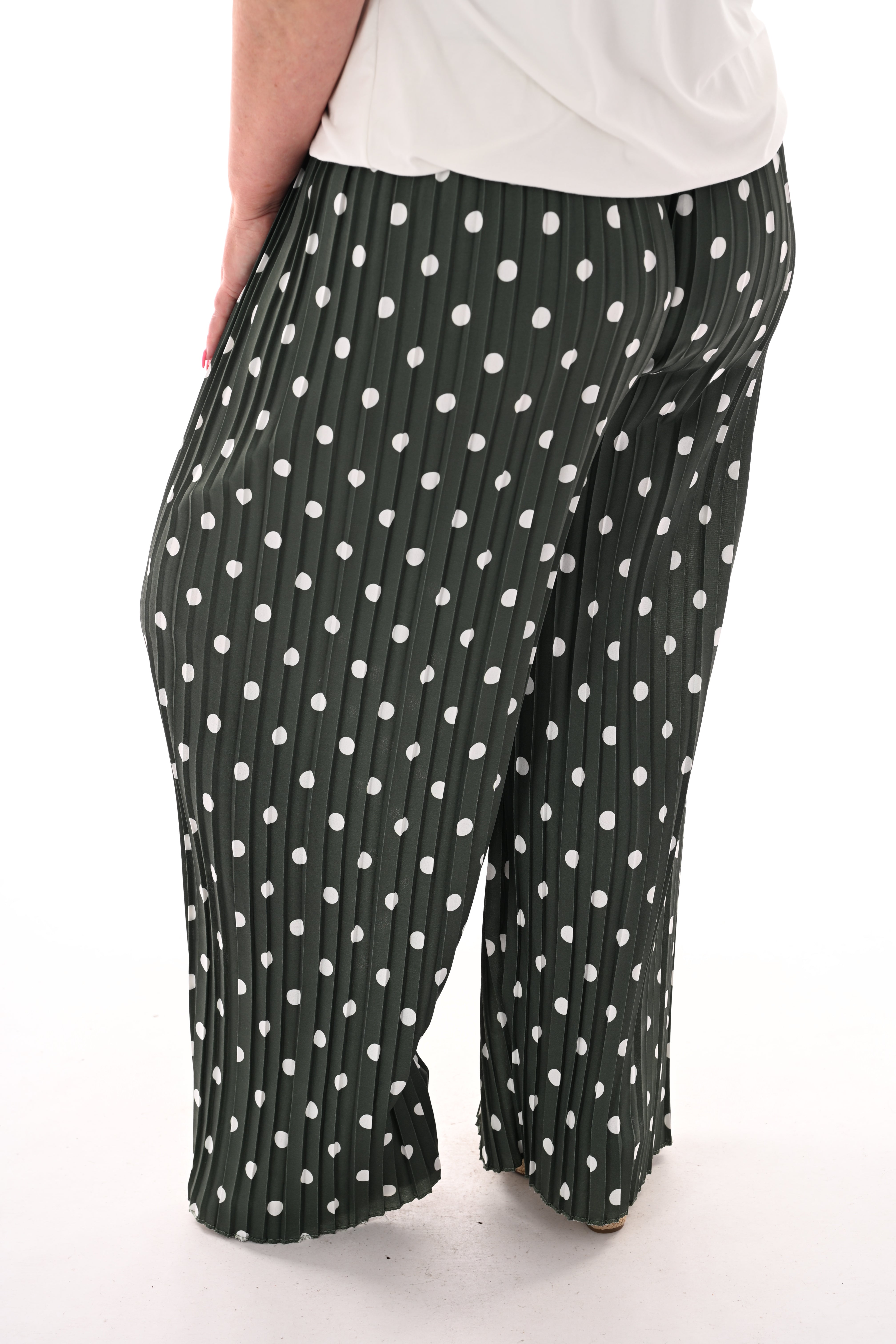 Dots plisse broek donkergroen