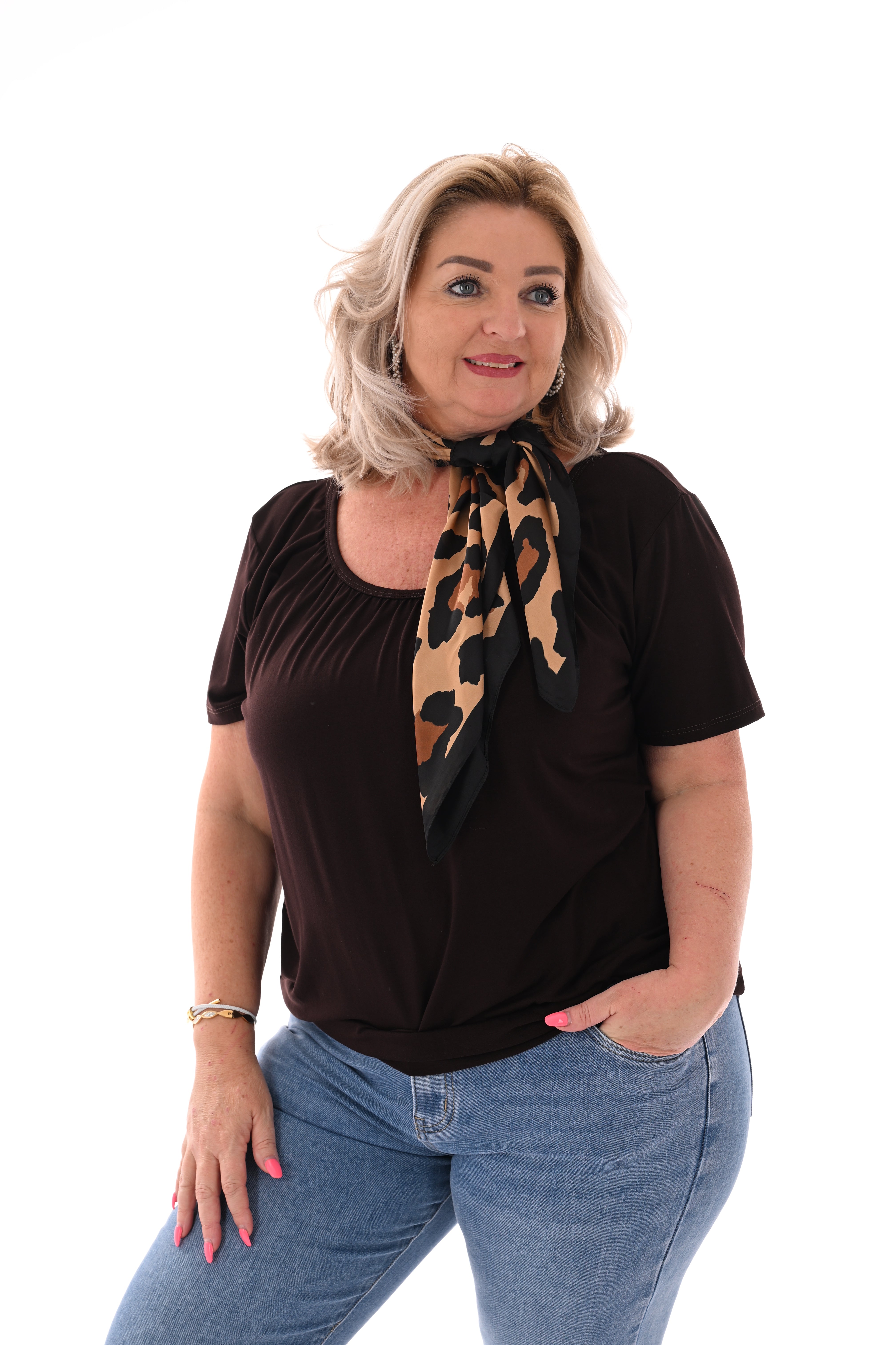 Basic top uni donkerbruin