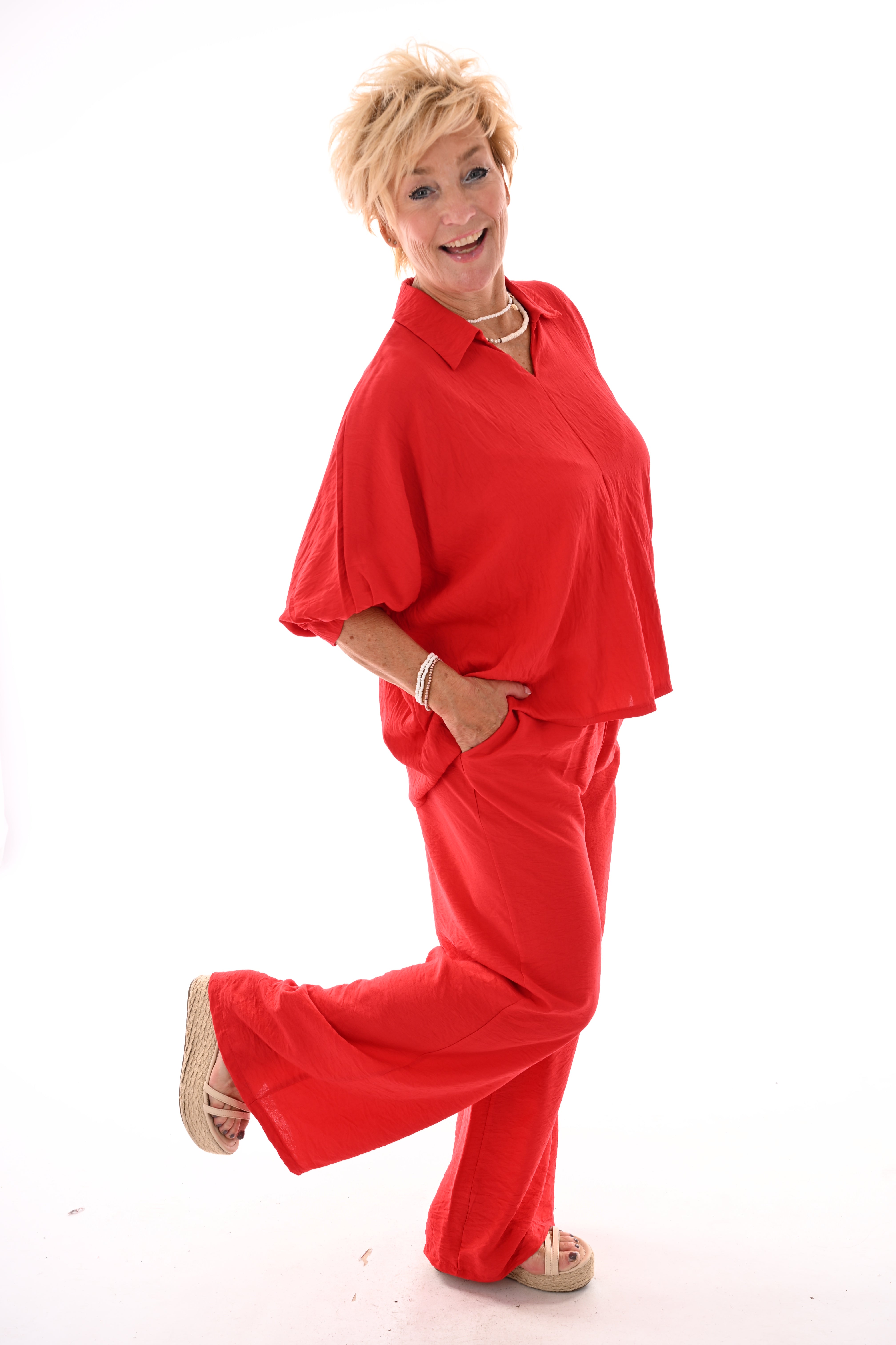 Tweedelig set vleermuis top rood