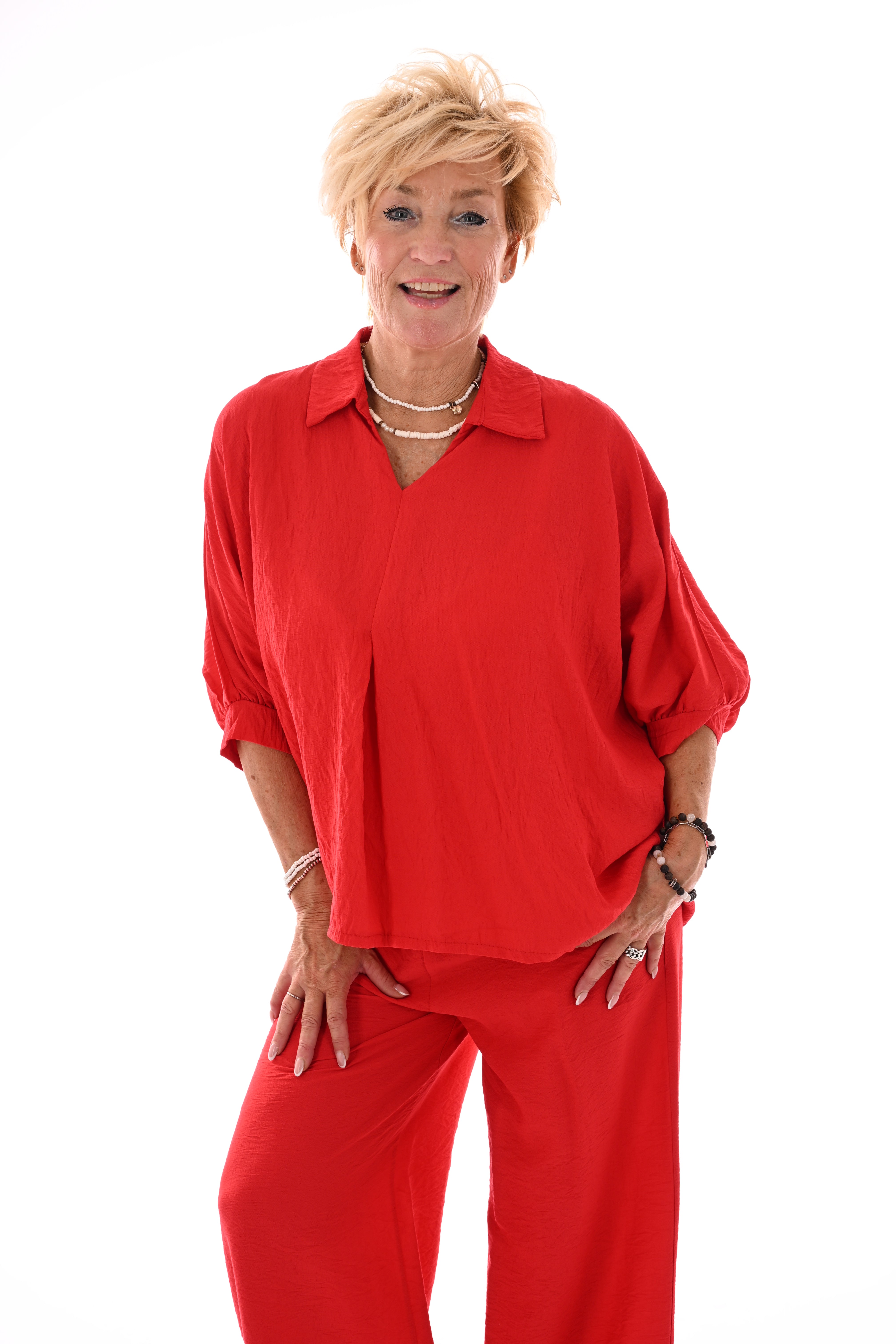 Tweedelig set vleermuis top rood