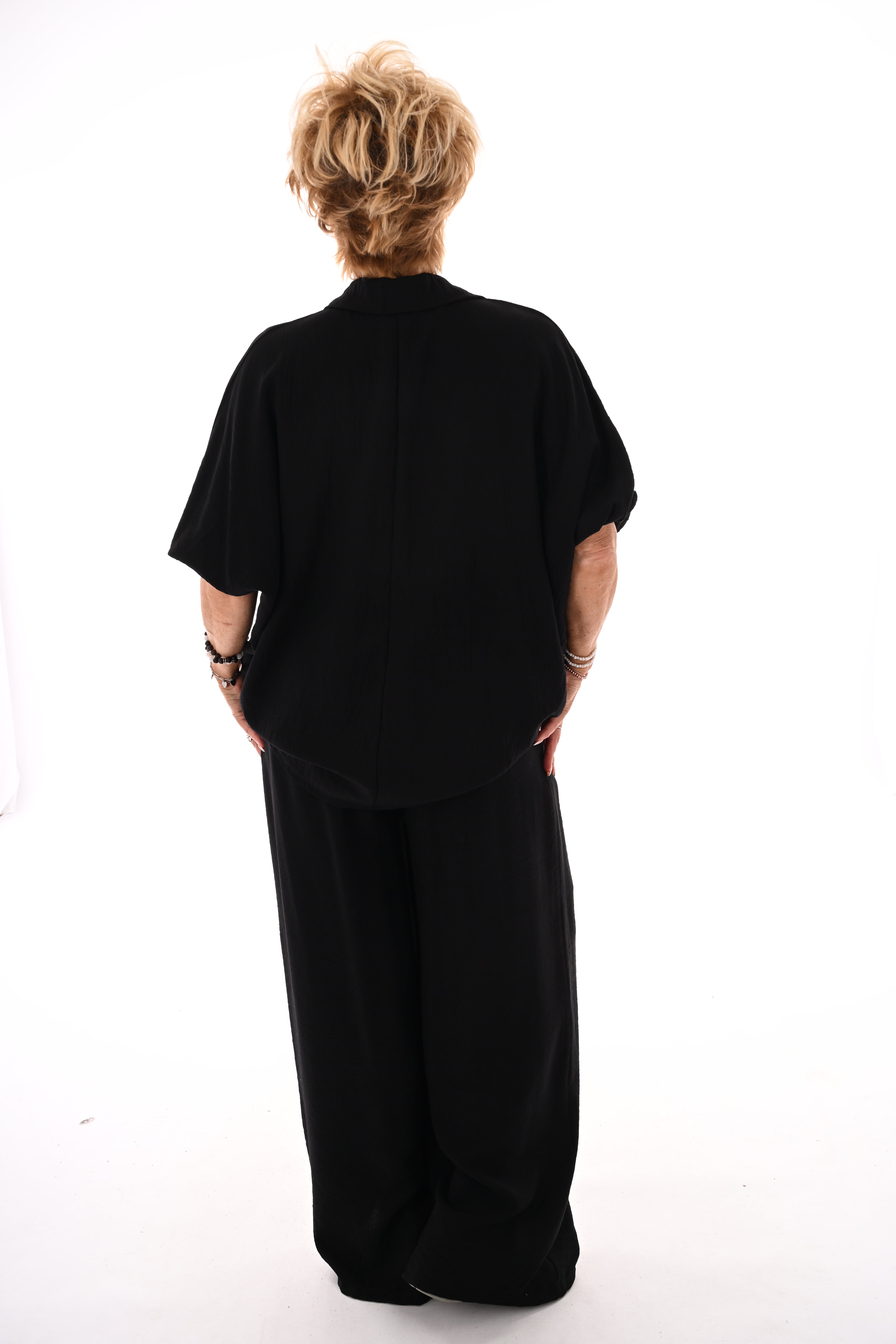 Tweedelig set vleermuis top zwart