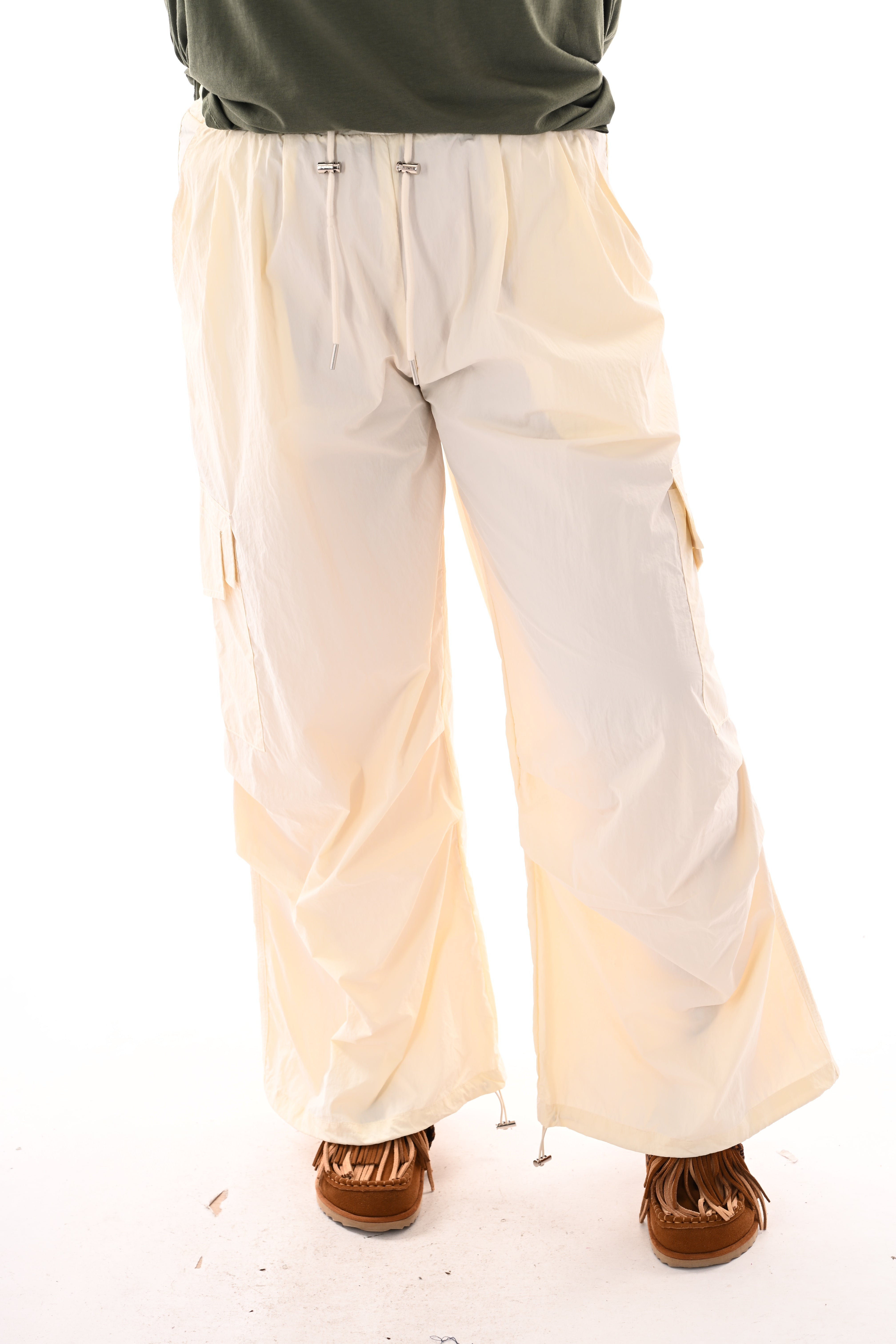 Cargo parachute broek creme