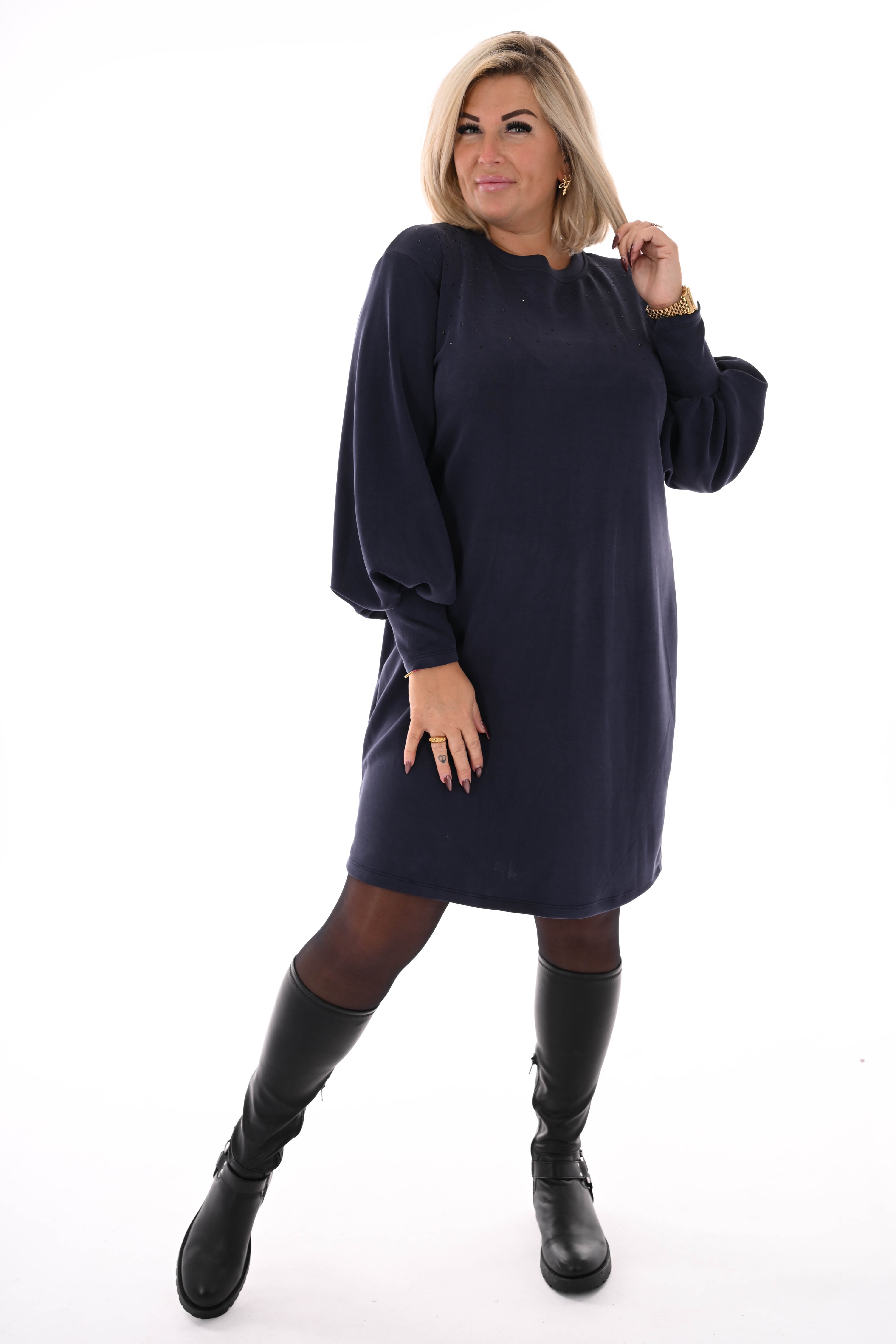 Tuniek met strass pofmouwen marineblauw