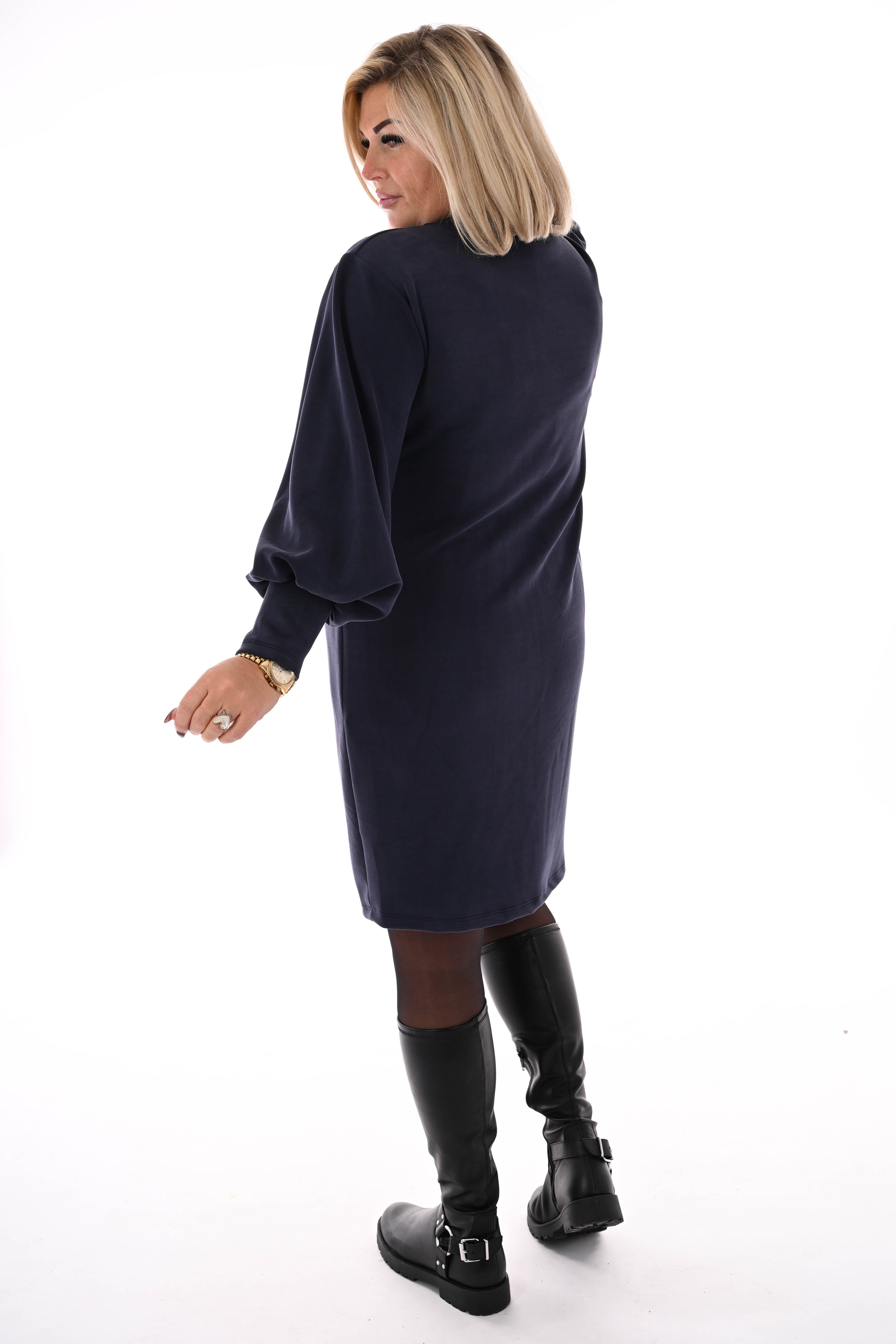 Tuniek met strass pofmouwen marineblauw