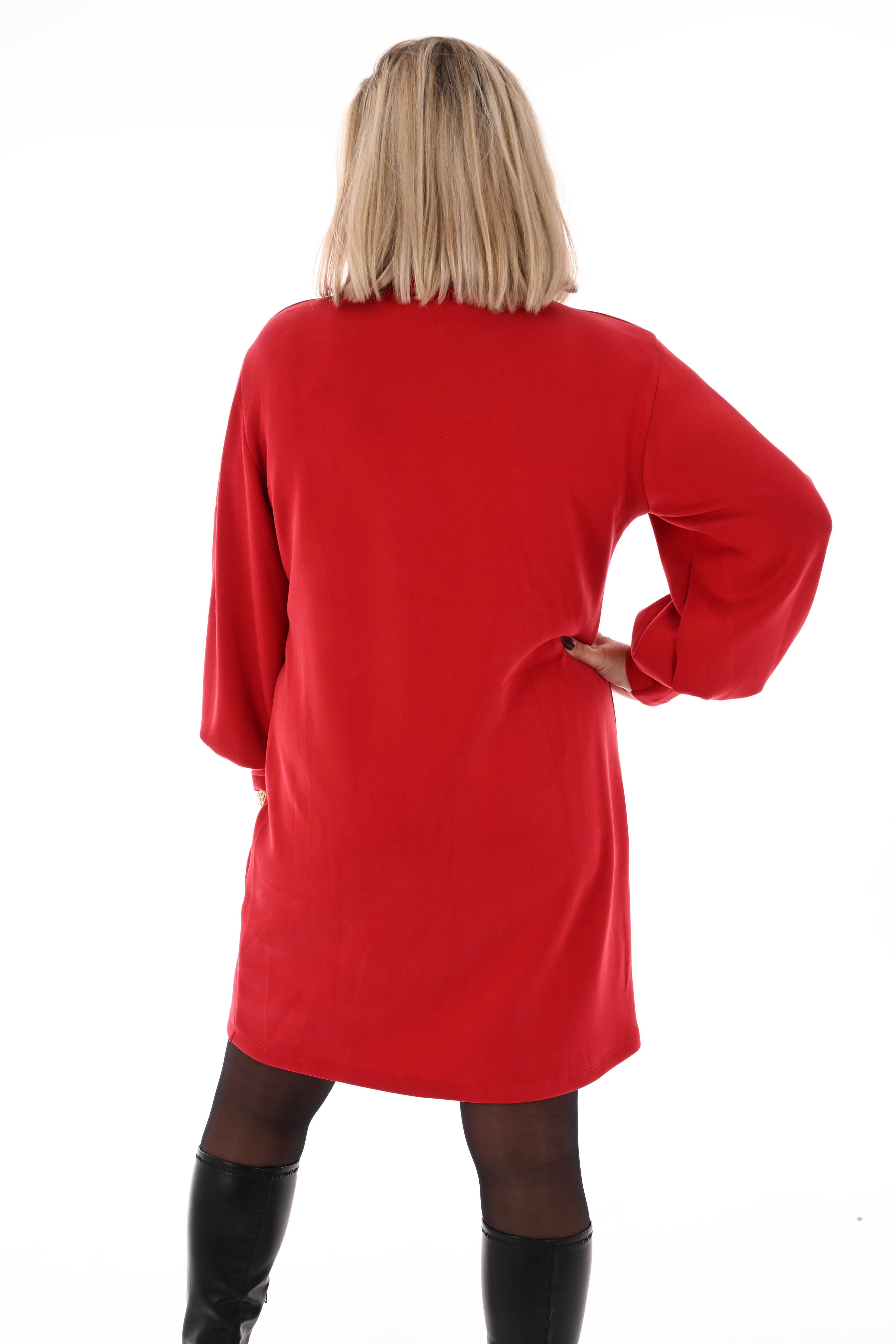 Tuniek met strass pofmouwen rood