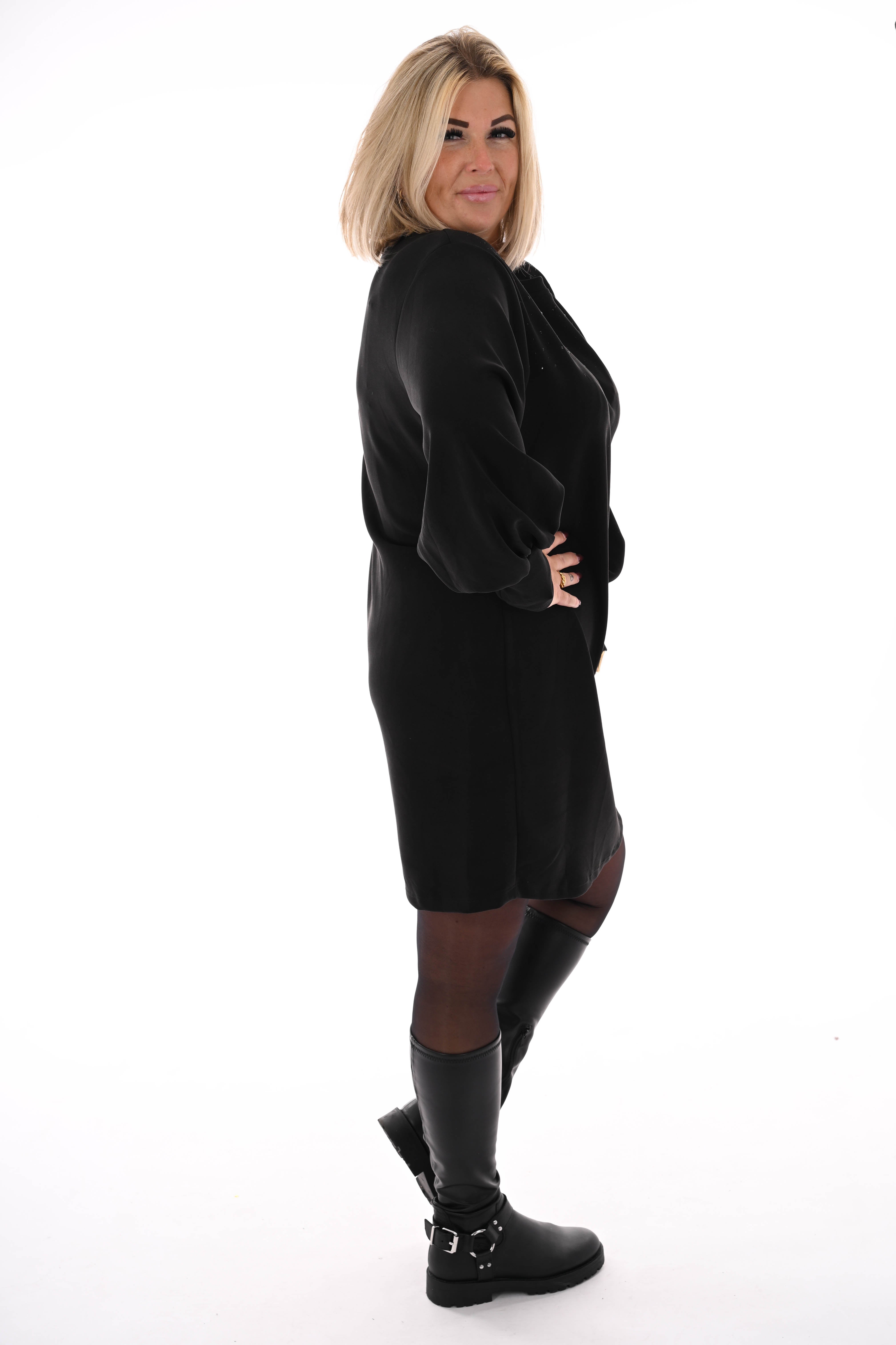 Tuniek met strass pofmouwen zwart