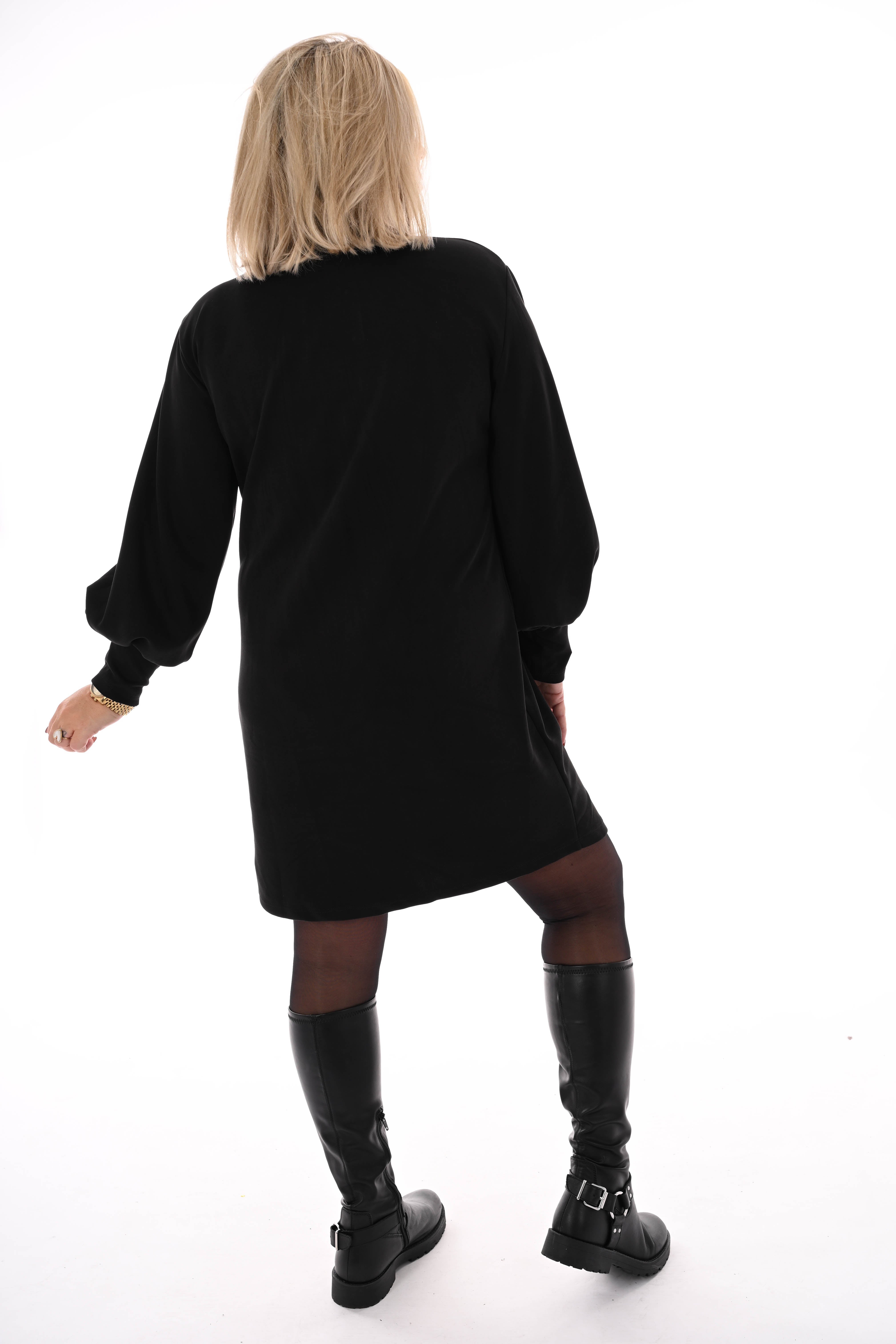 Tuniek met strass pofmouwen zwart