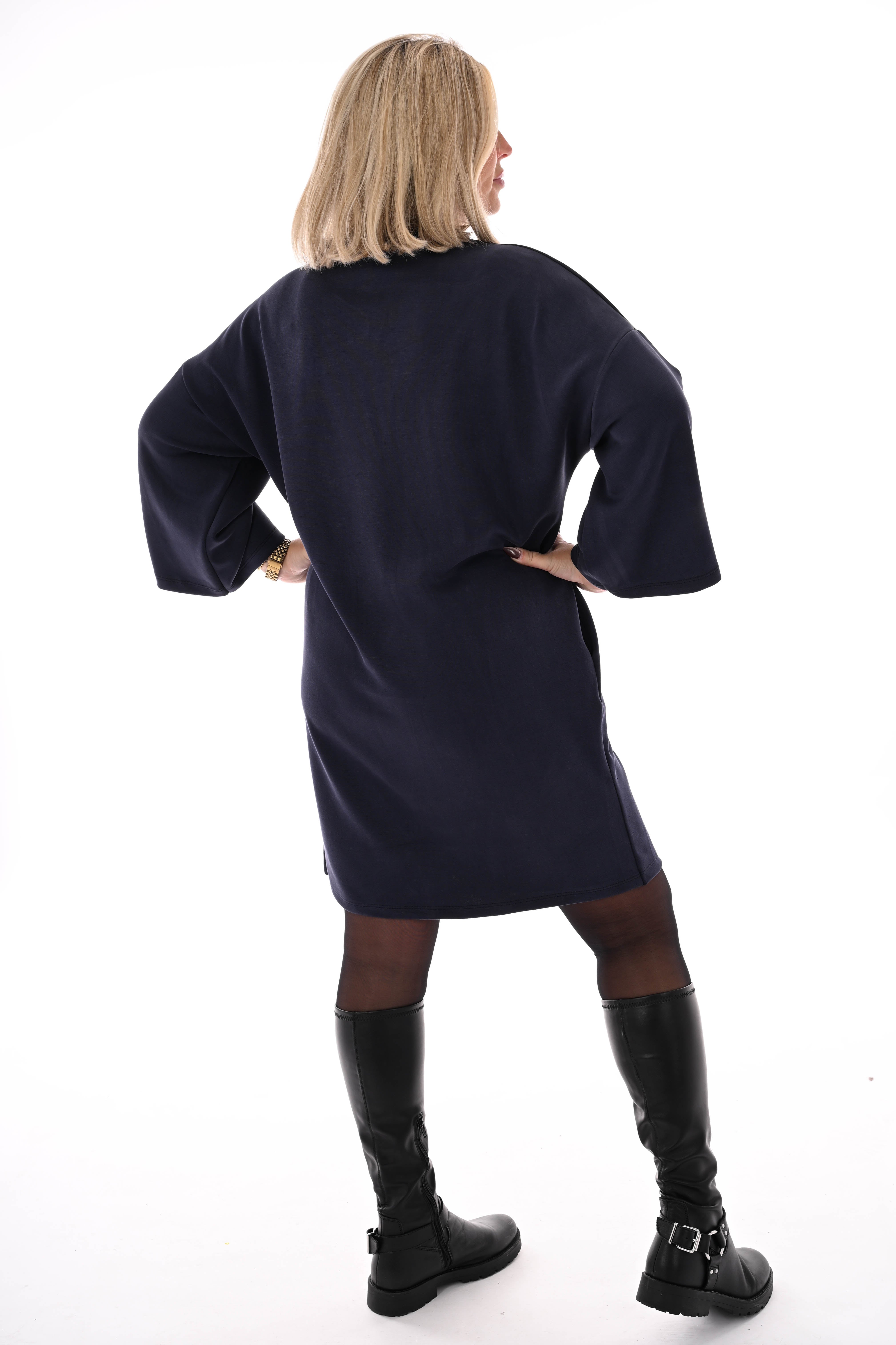 Tuniek met strass wijde mouwen marineblauw