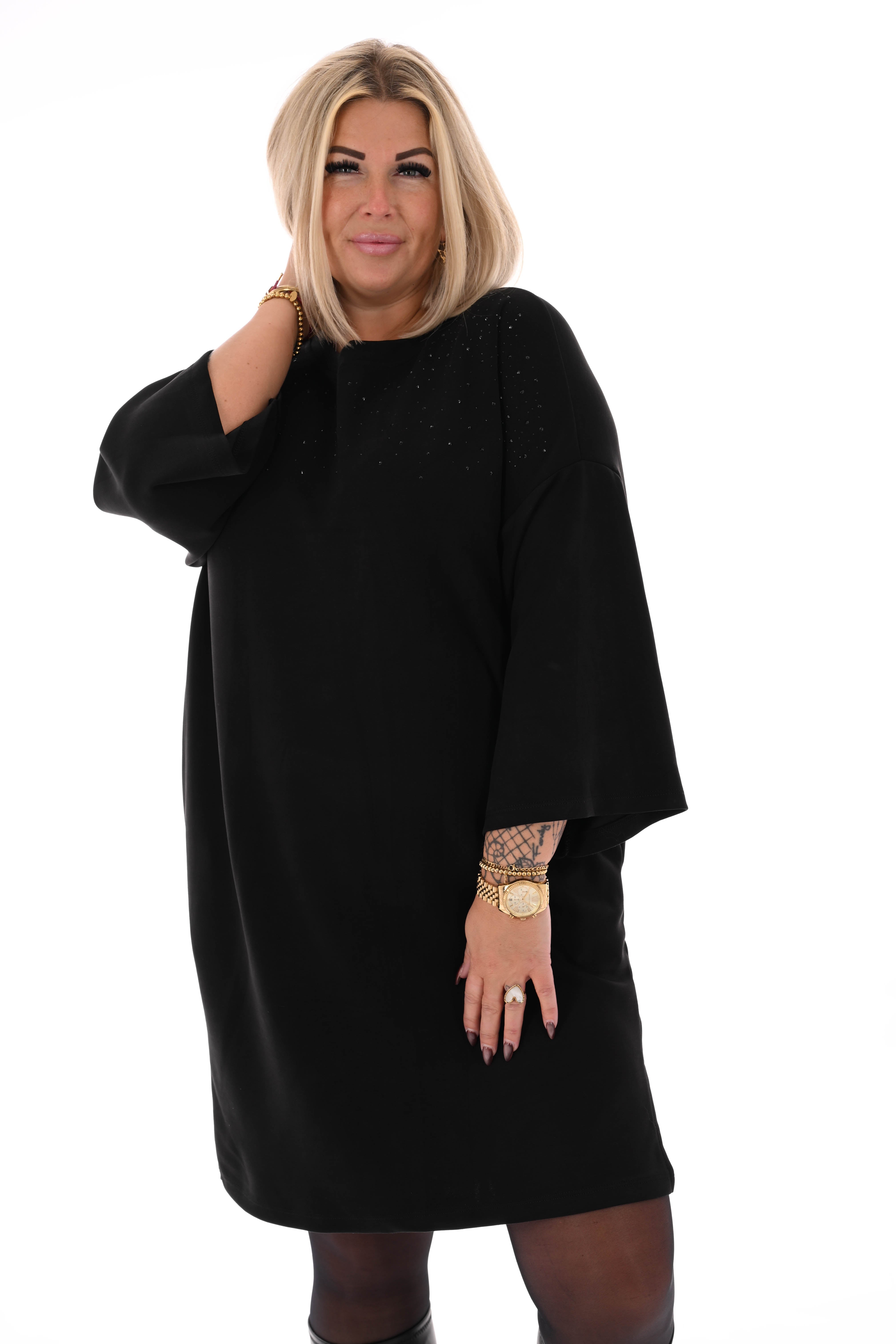 Tuniek met strass wijde mouwen zwart