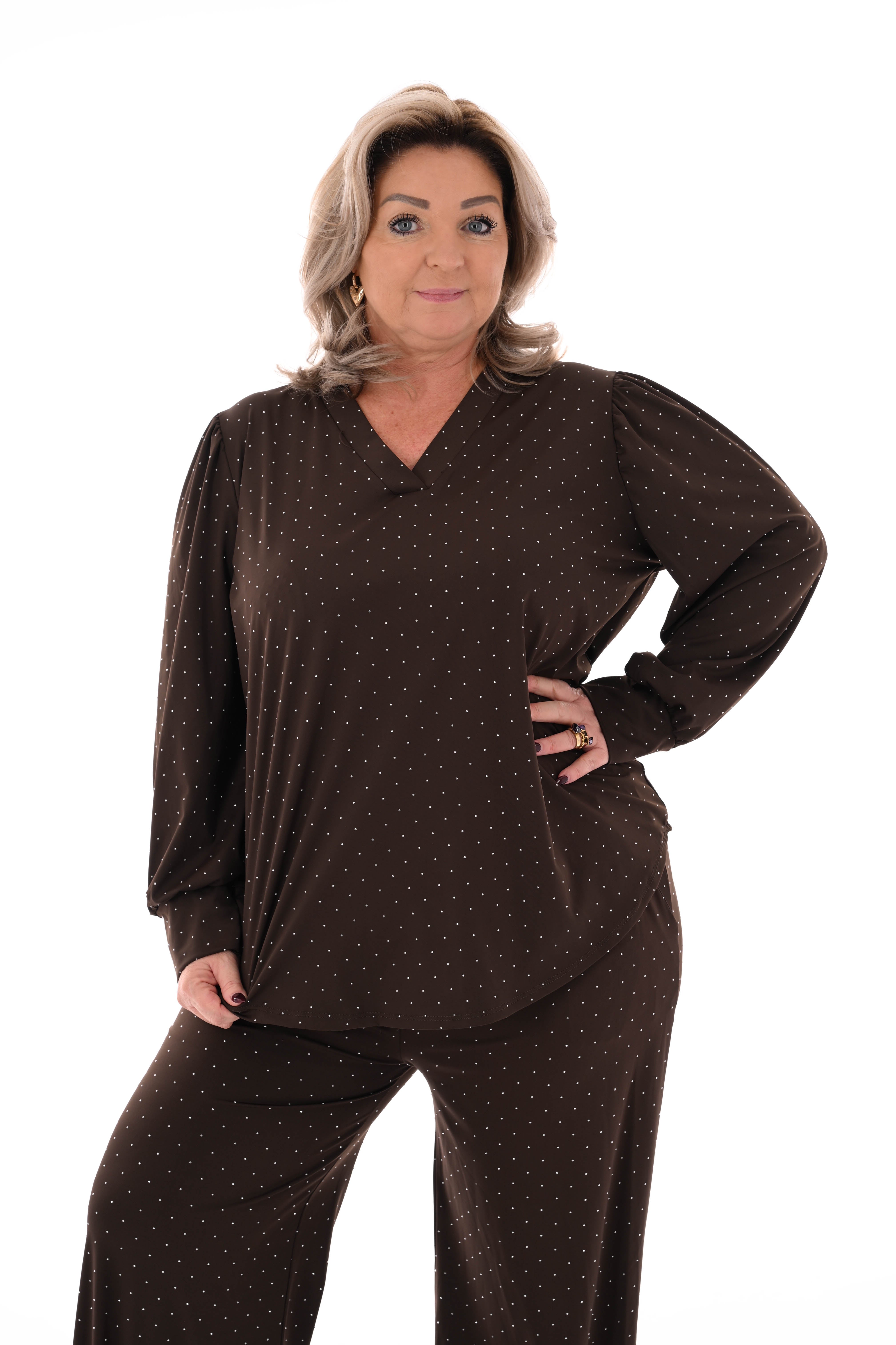 Travel pak met strass donkerbruin