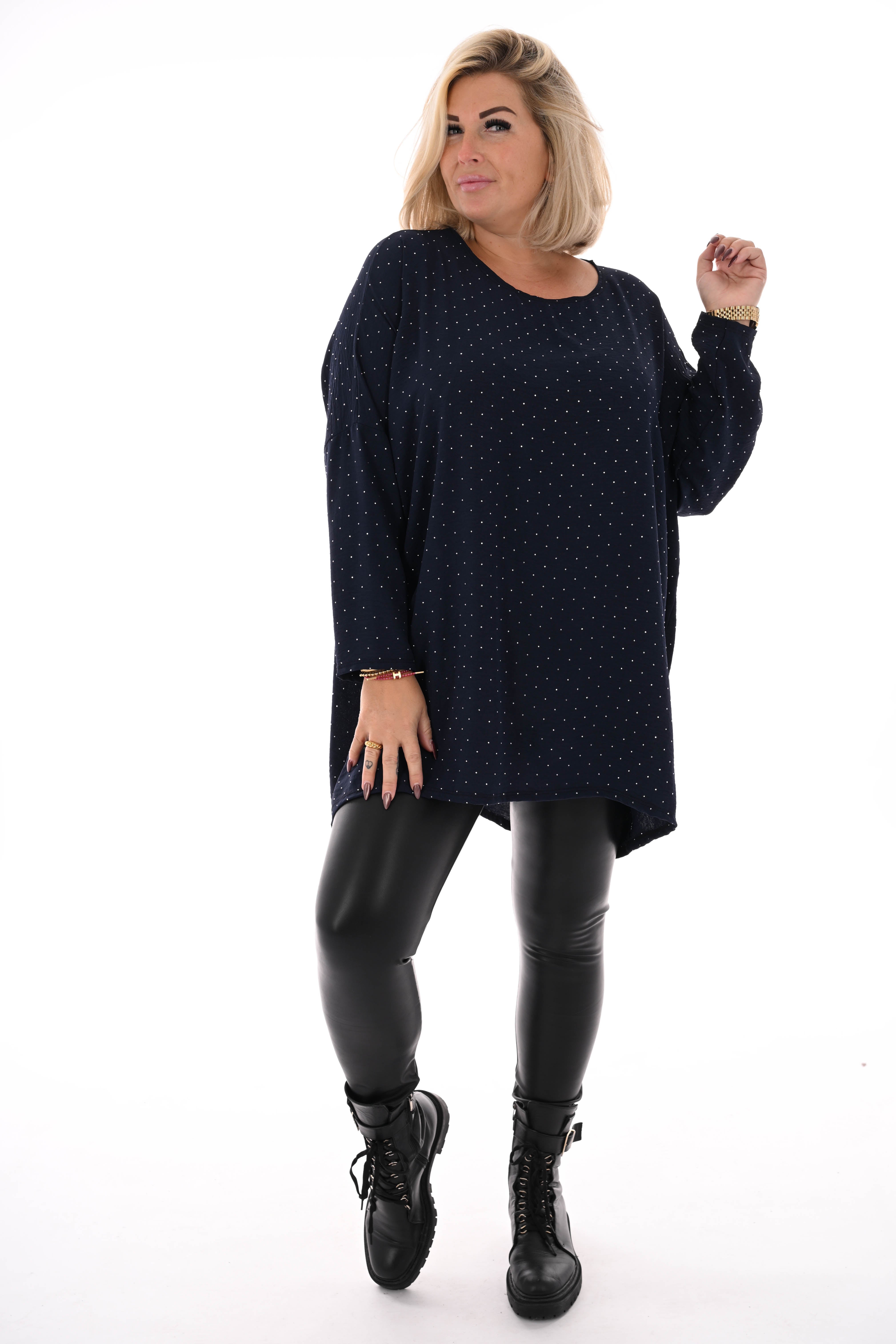 Top strass uni marineblauw