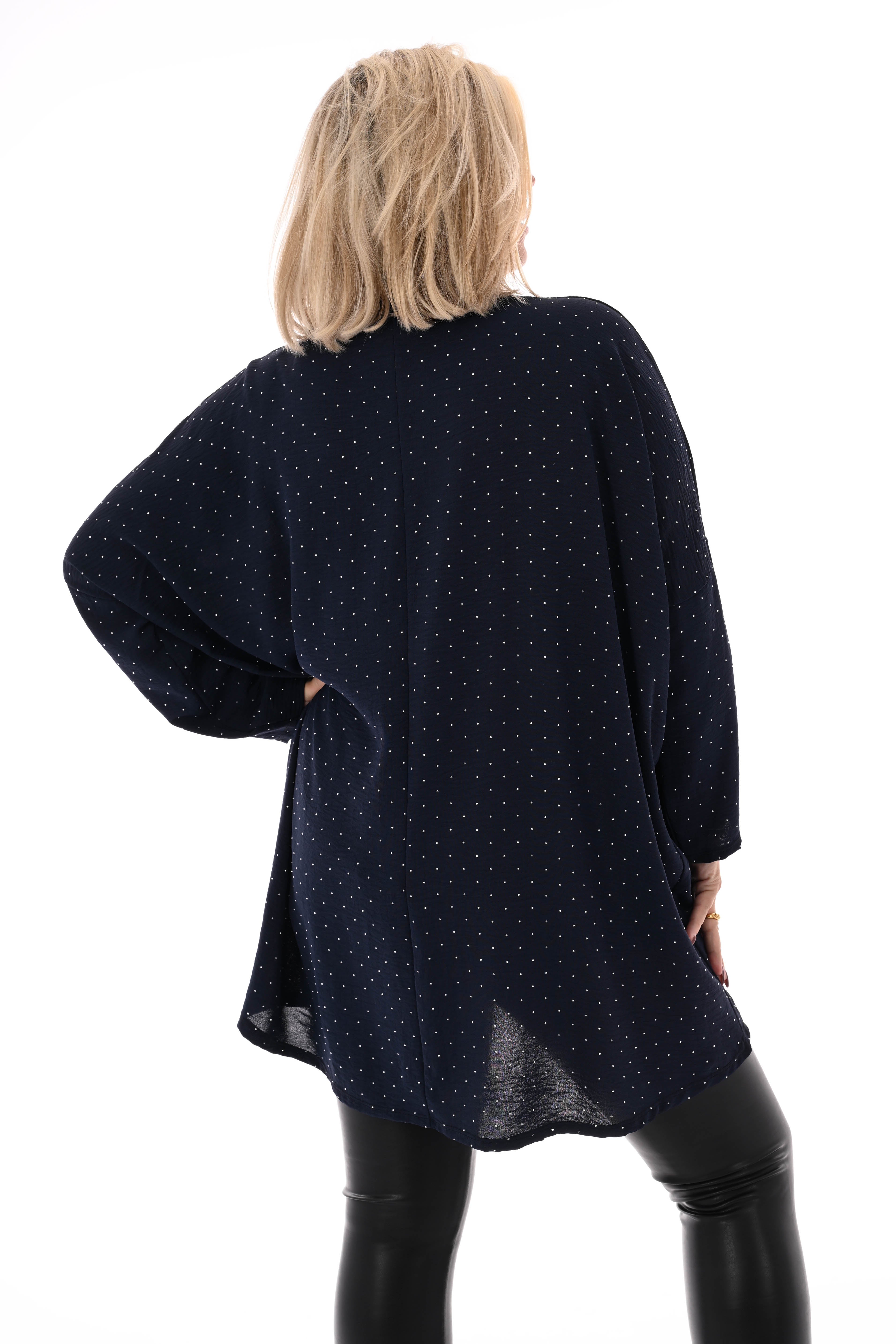 Top strass uni marineblauw