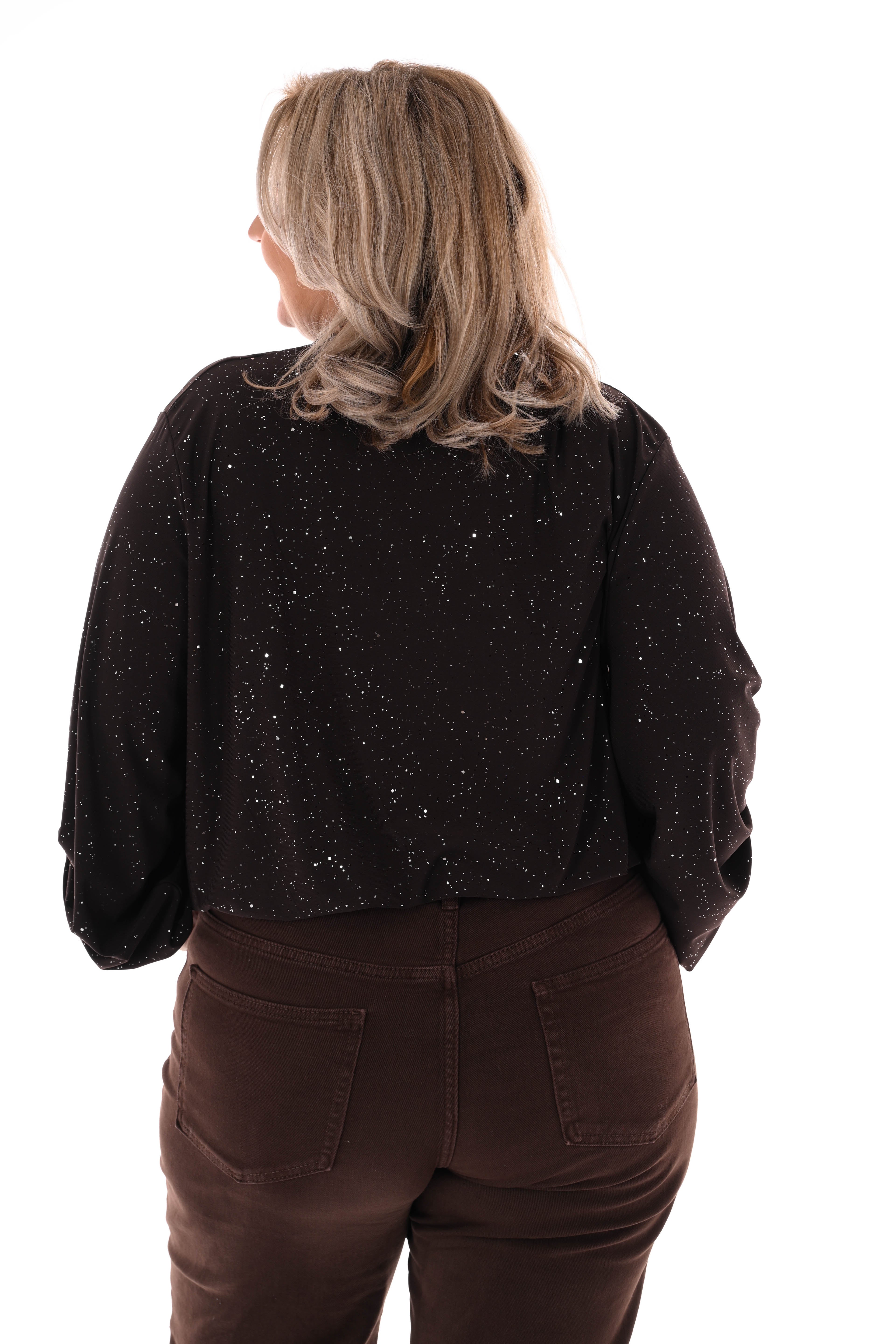 Body overslag met glitter bruin