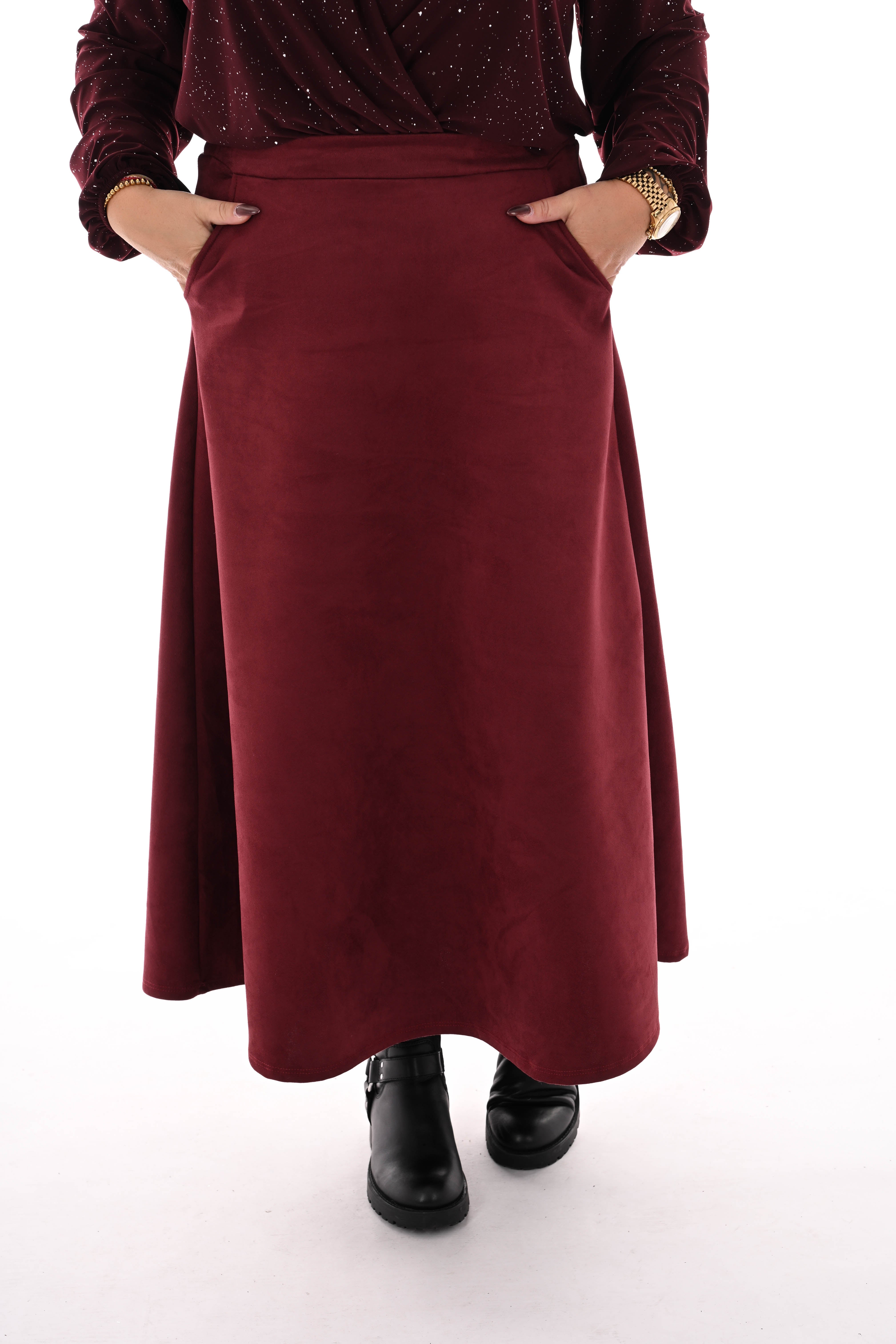 Lange rok suedelook bordeaux