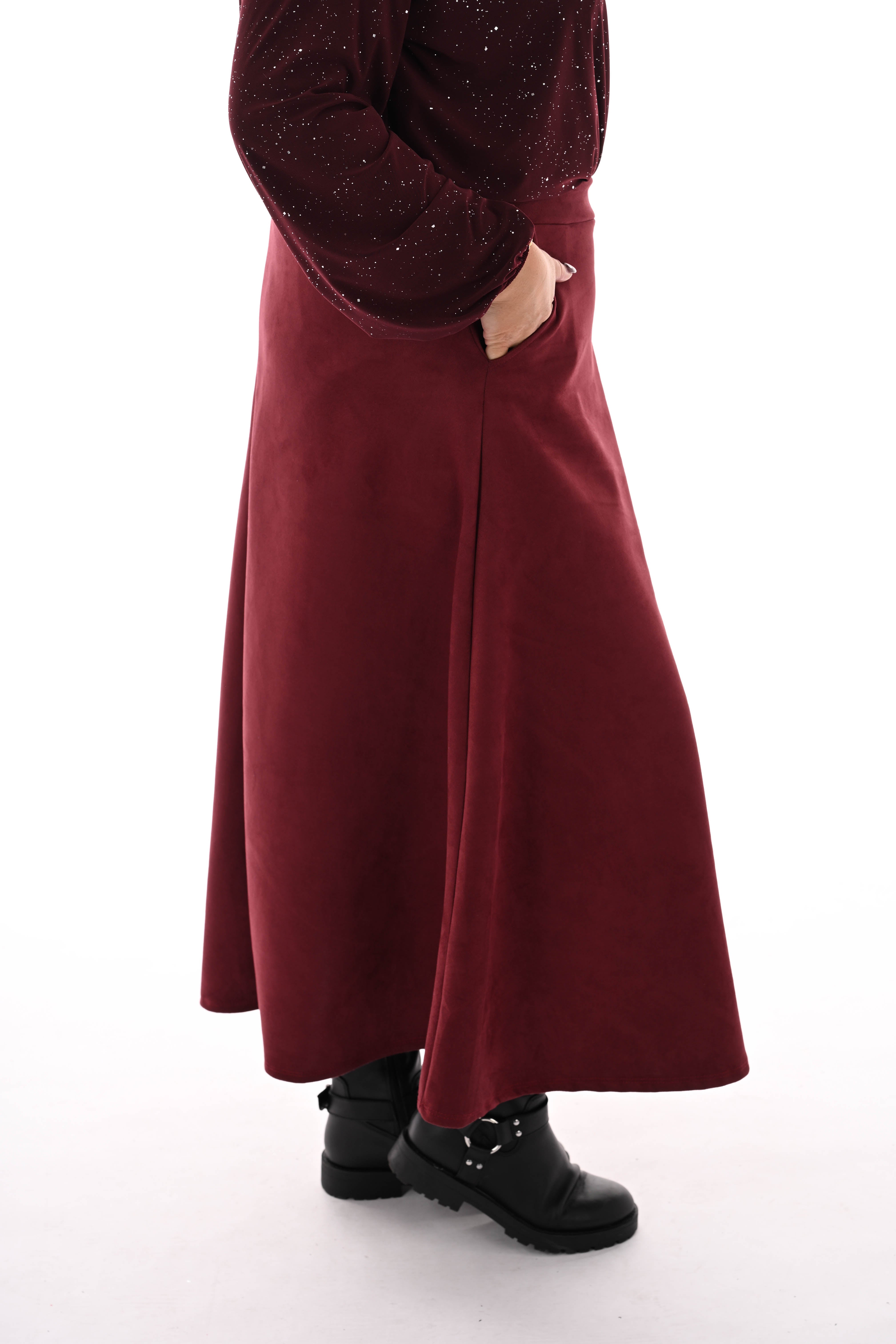 Lange rok suedelook bordeaux