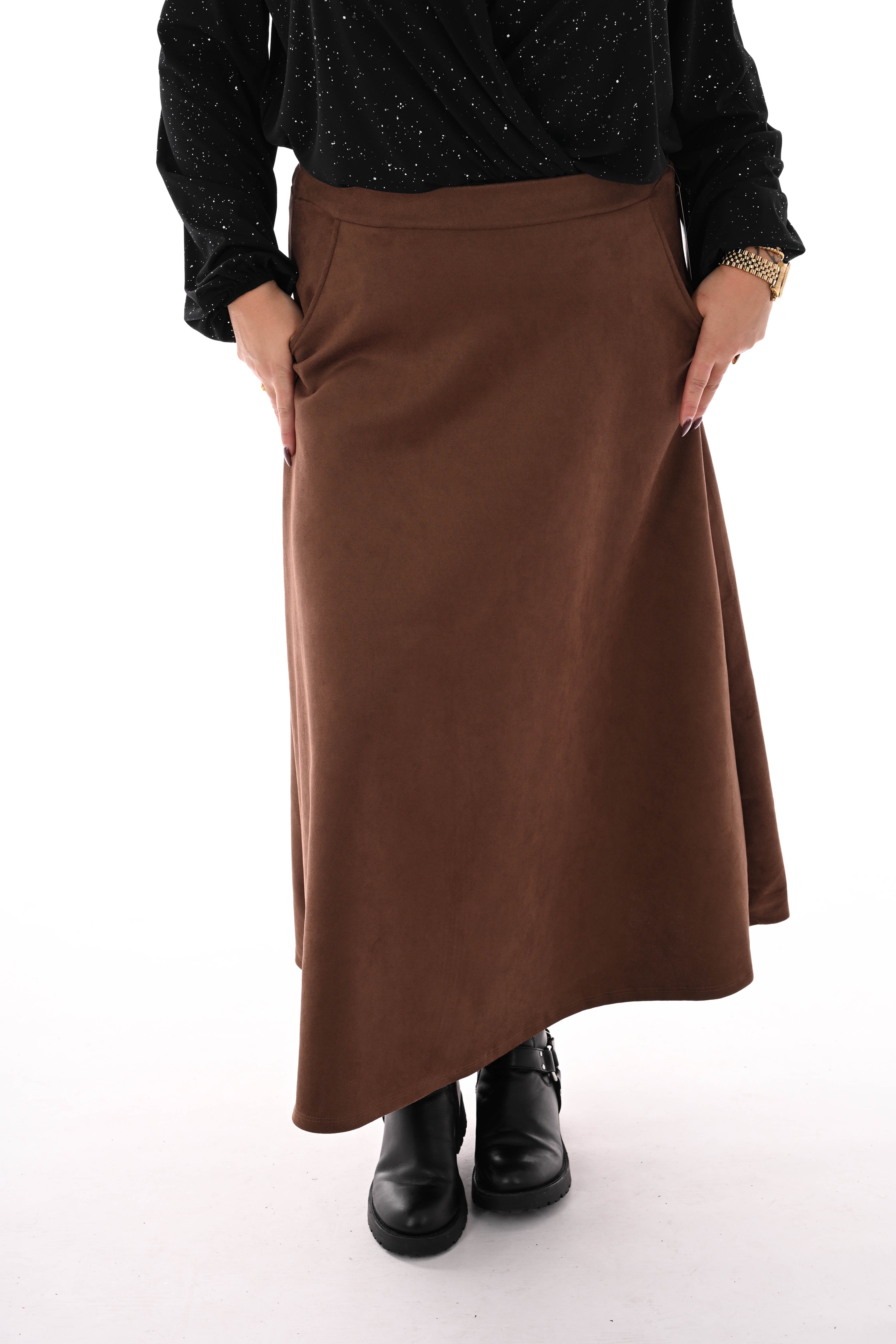 Lange rok suedelook bruin