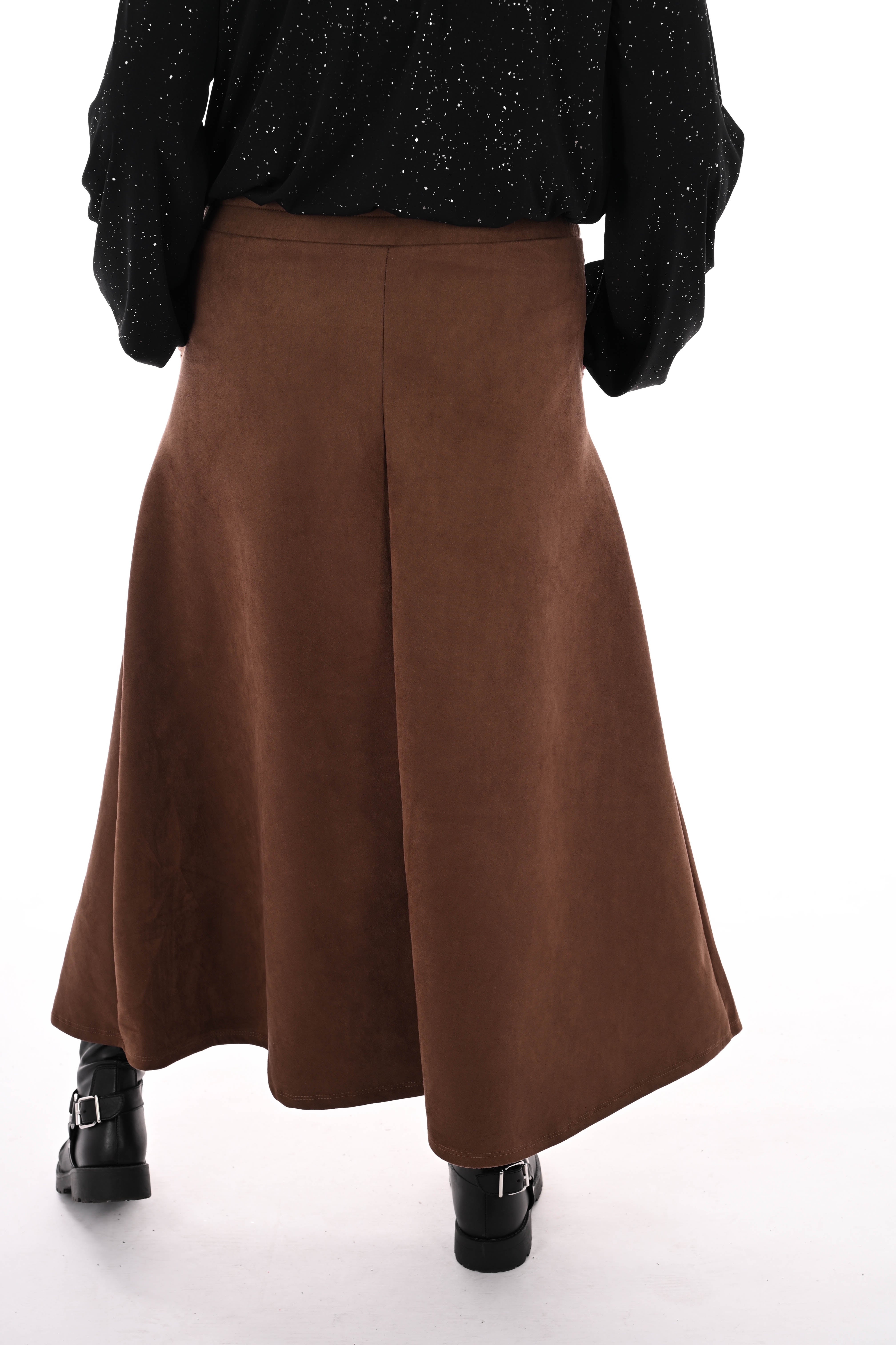 Lange rok suedelook bruin