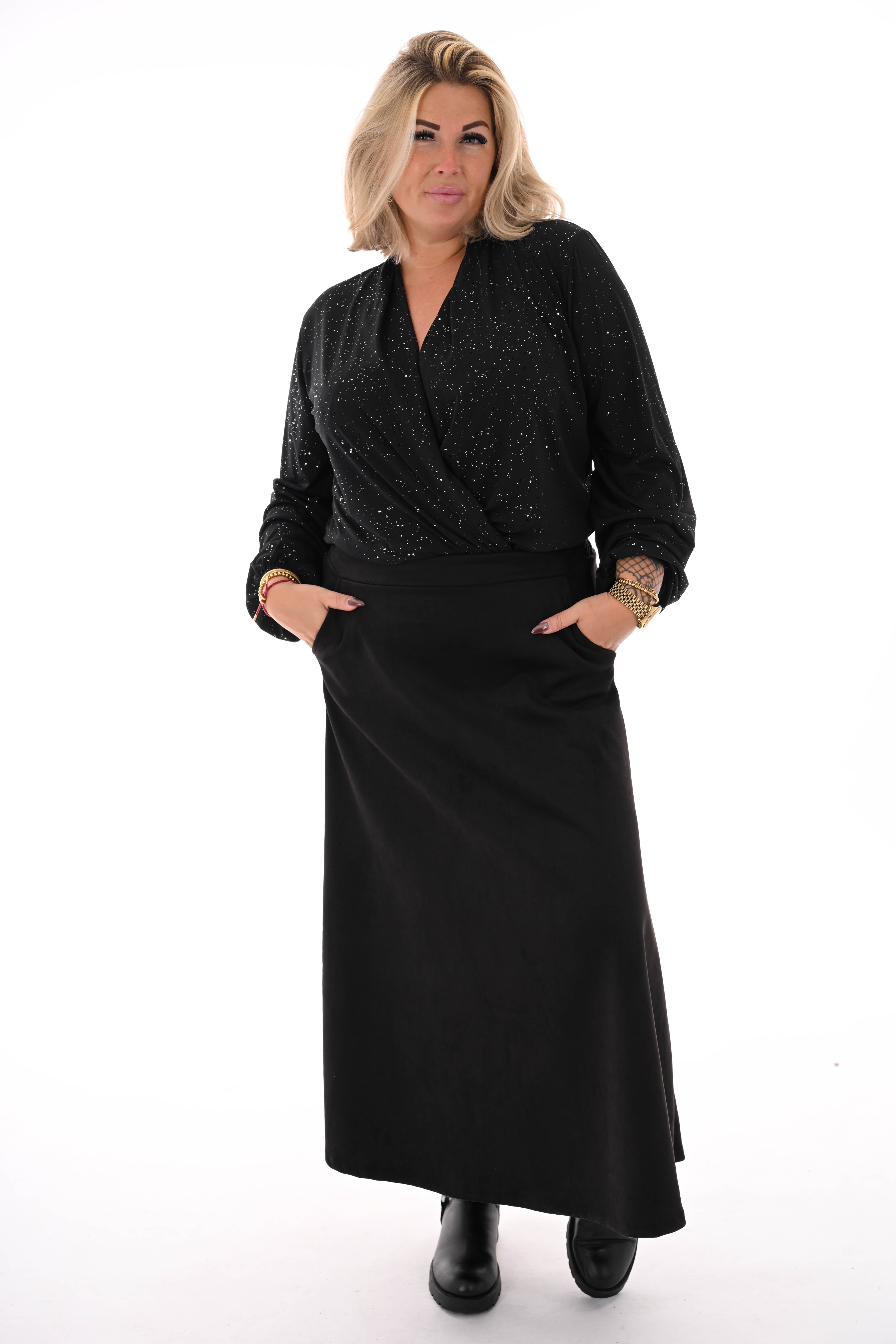 Lange rok suedelook zwart