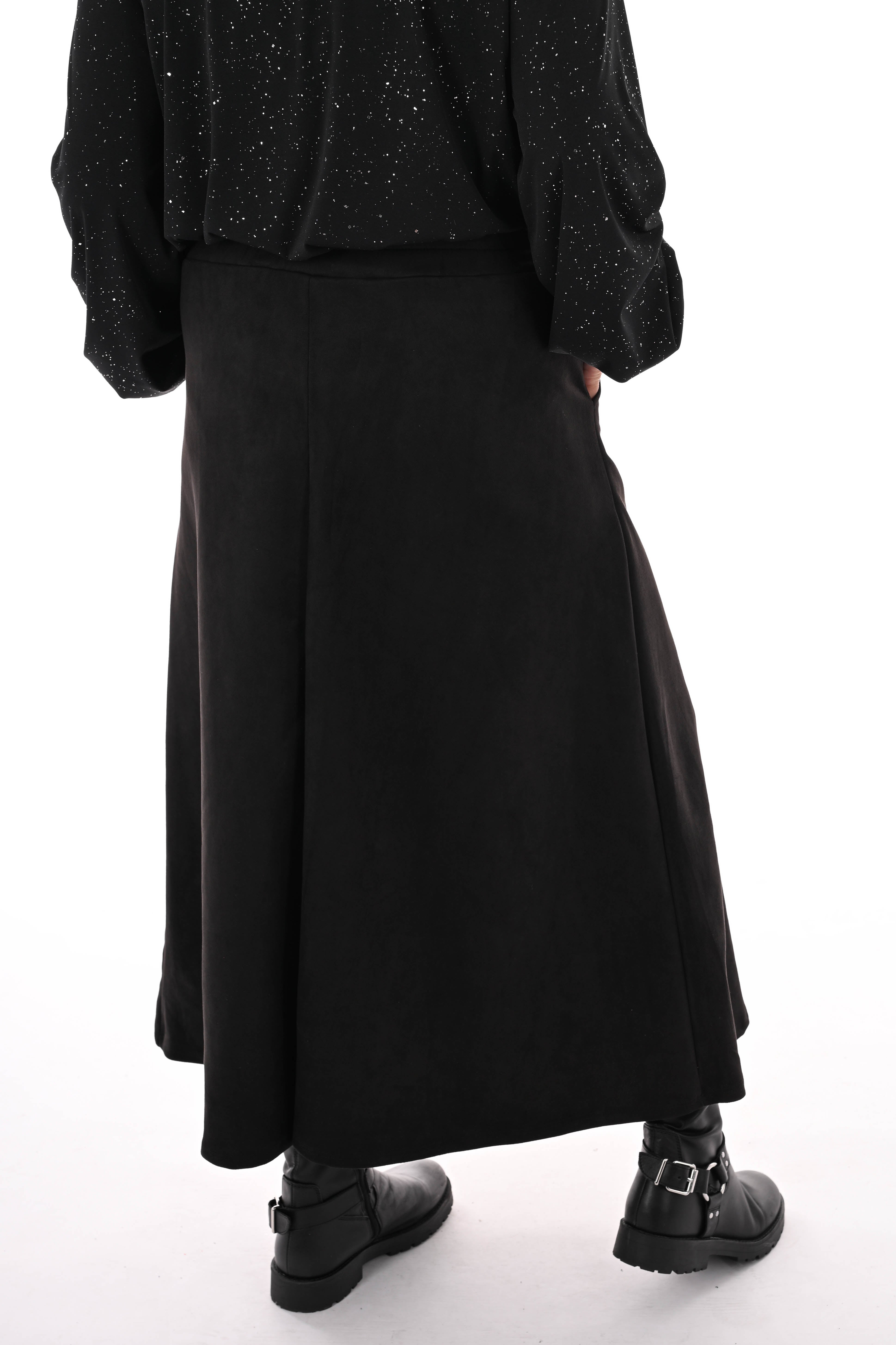 Lange rok suedelook zwart