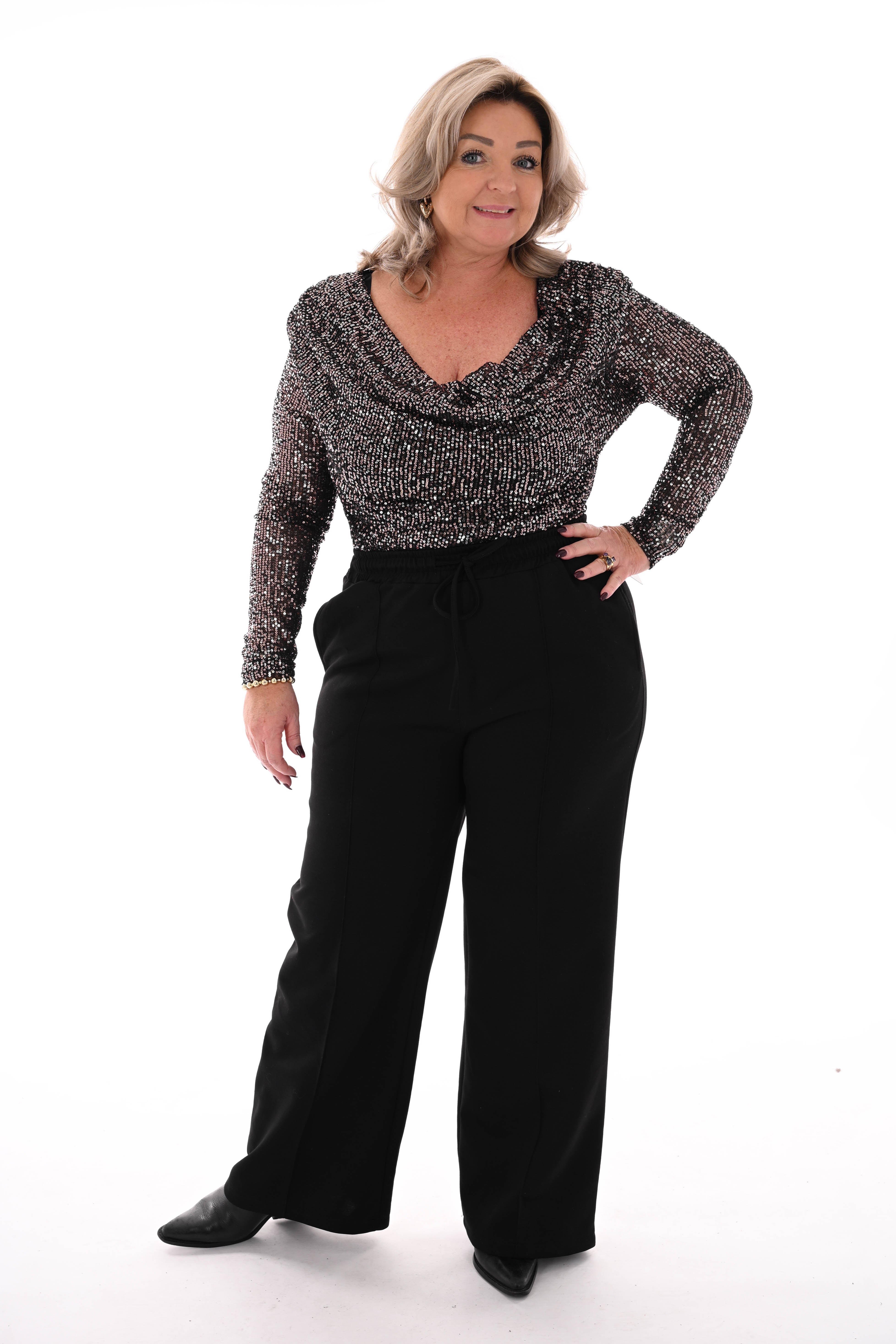 Body watervalhals pailletten champagne