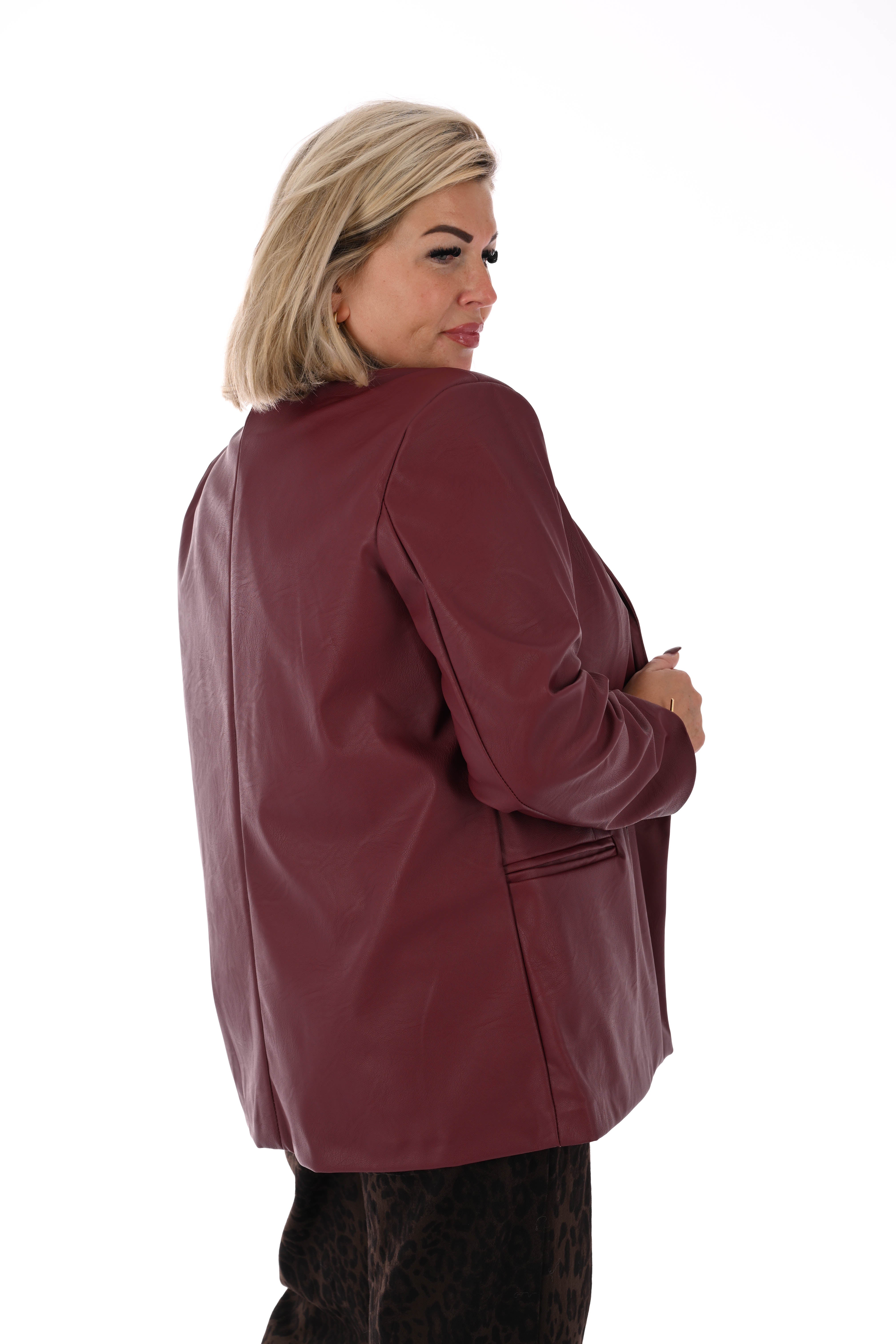 Leatherlook blazer uni bordeaux