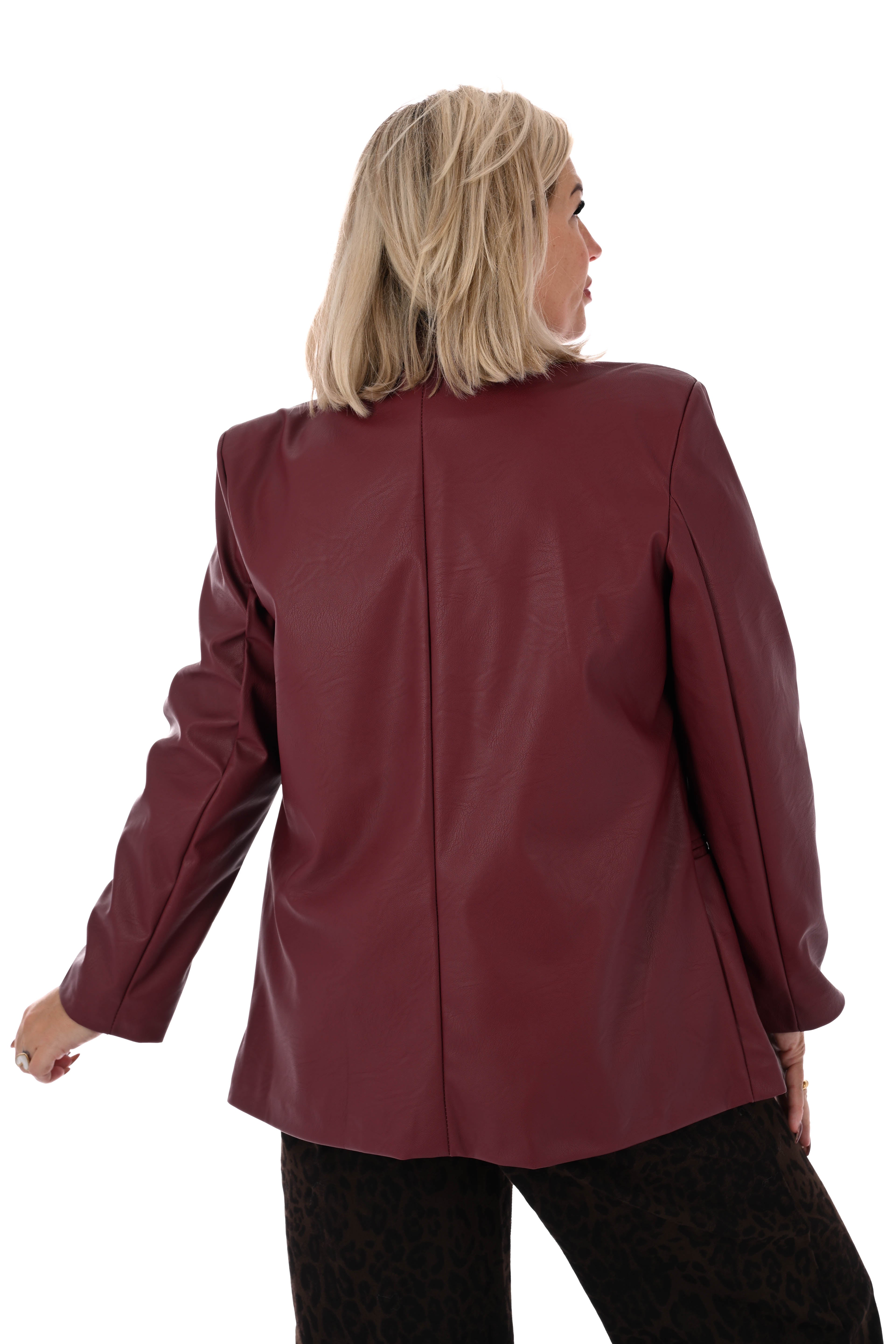 Leatherlook blazer uni bordeaux