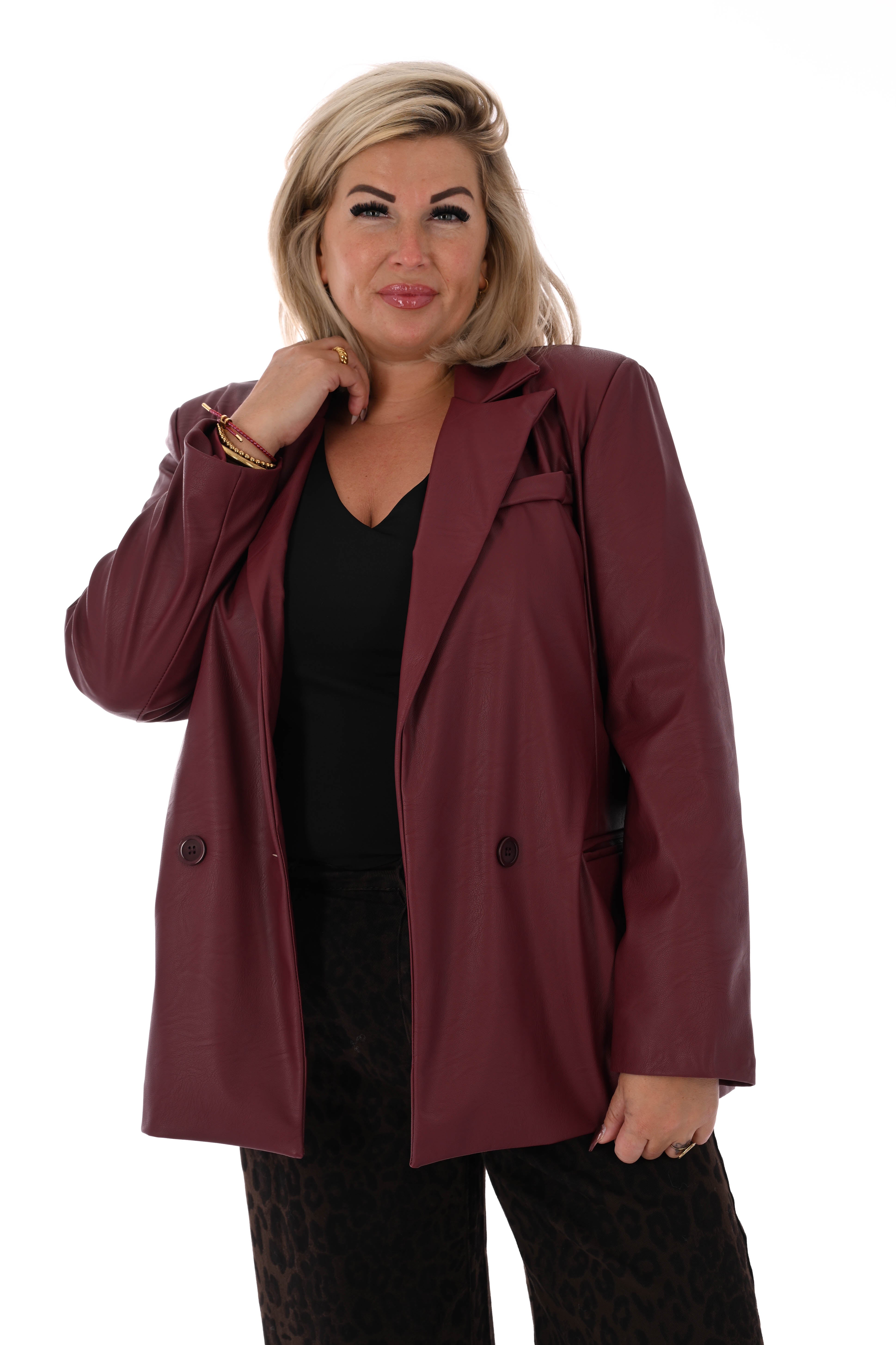 Leatherlook blazer uni bordeaux