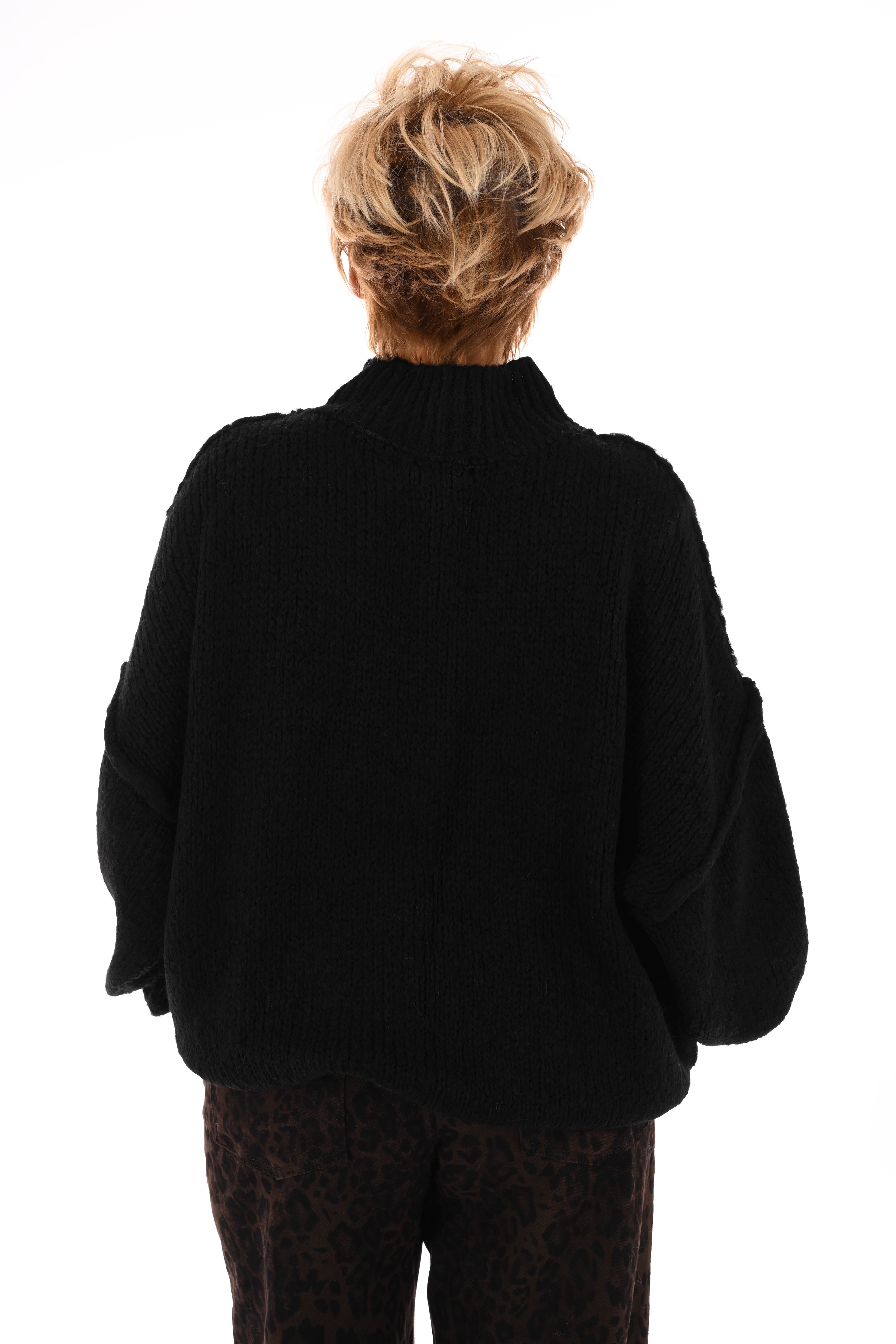 Grof gebreide turtle neck trui zwart