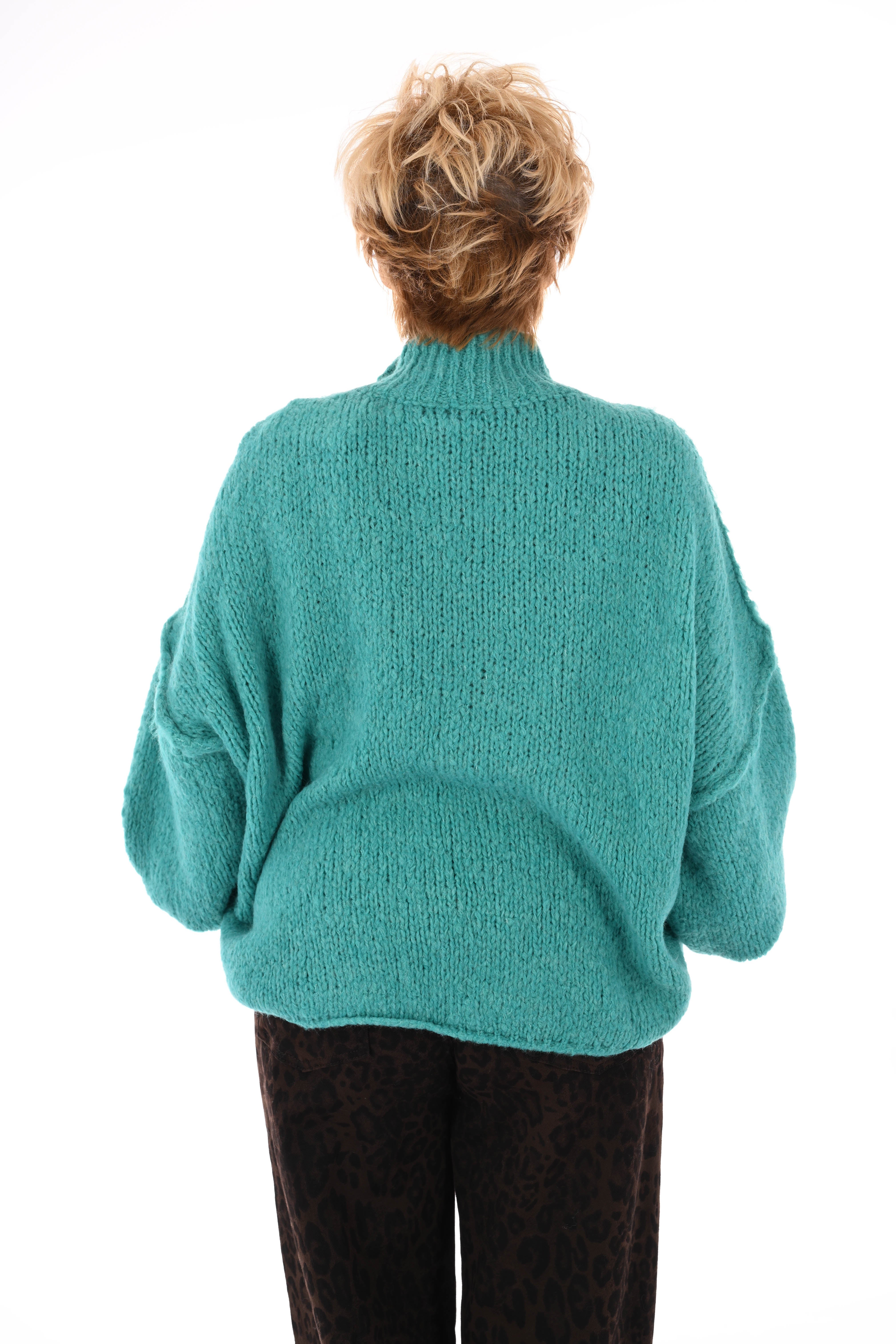 Grof gebreide turtle neck trui blauw