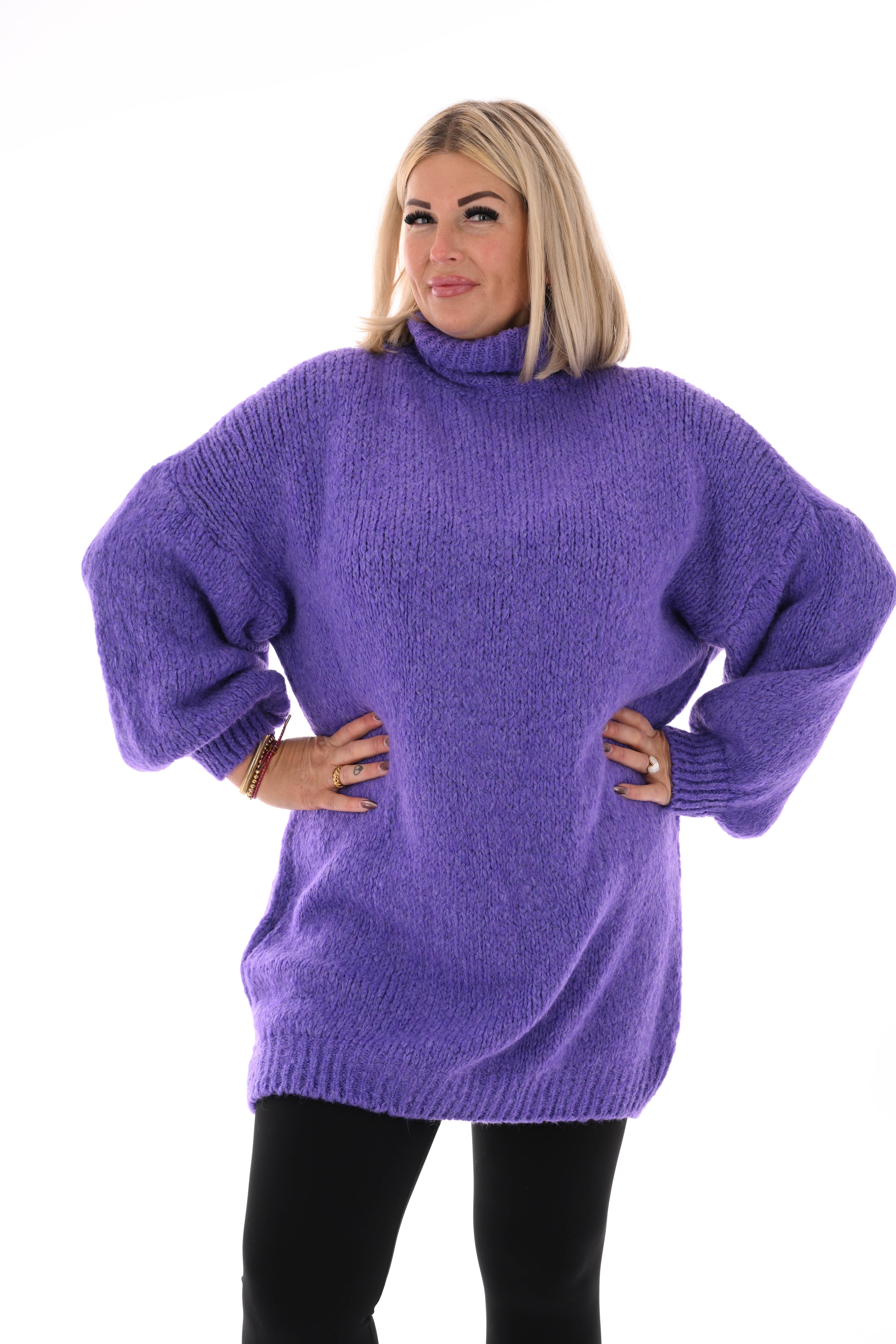 Tuniek grof gebreid met col lila