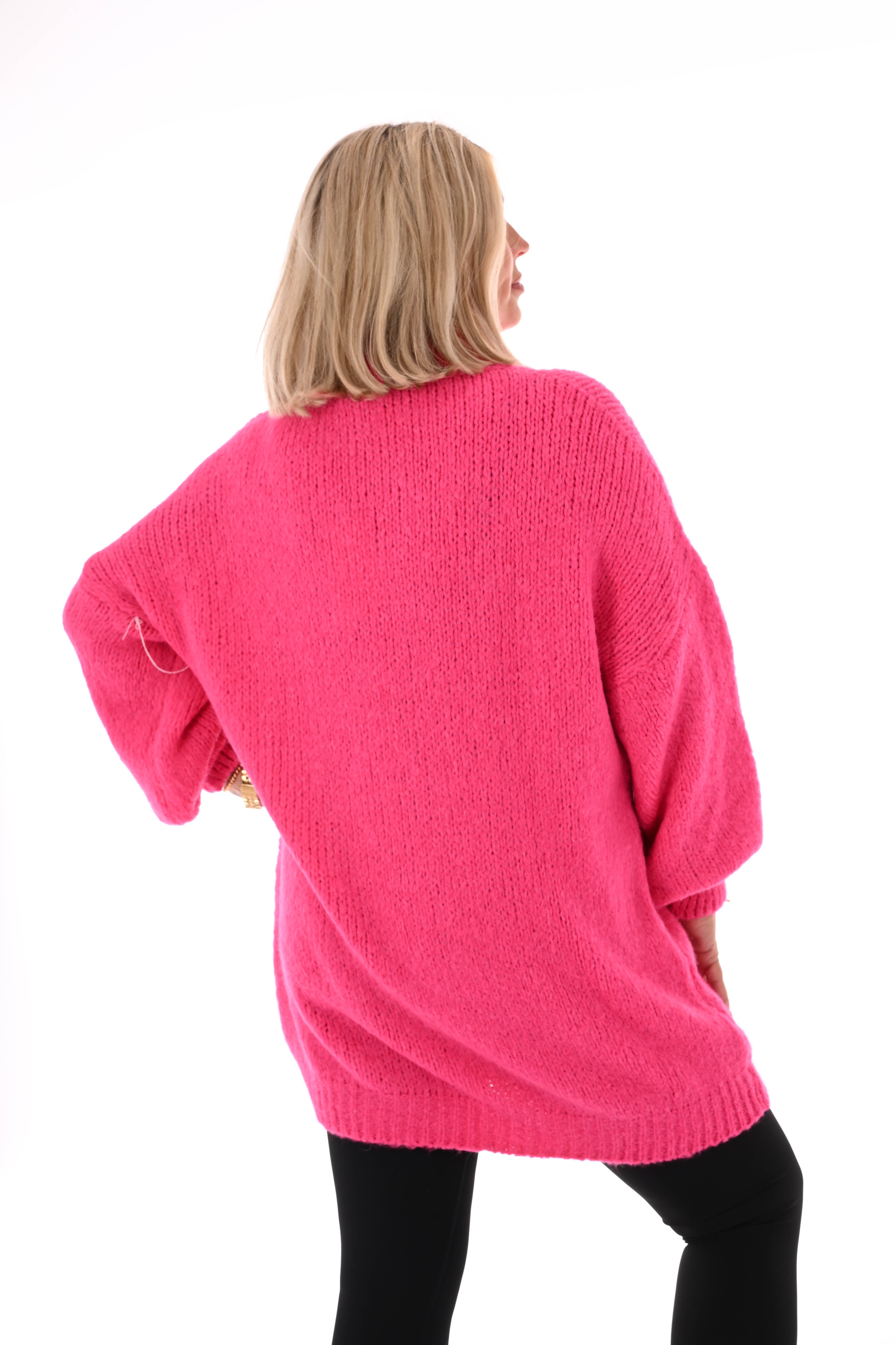 Tuniek grof gebreid met col felroze