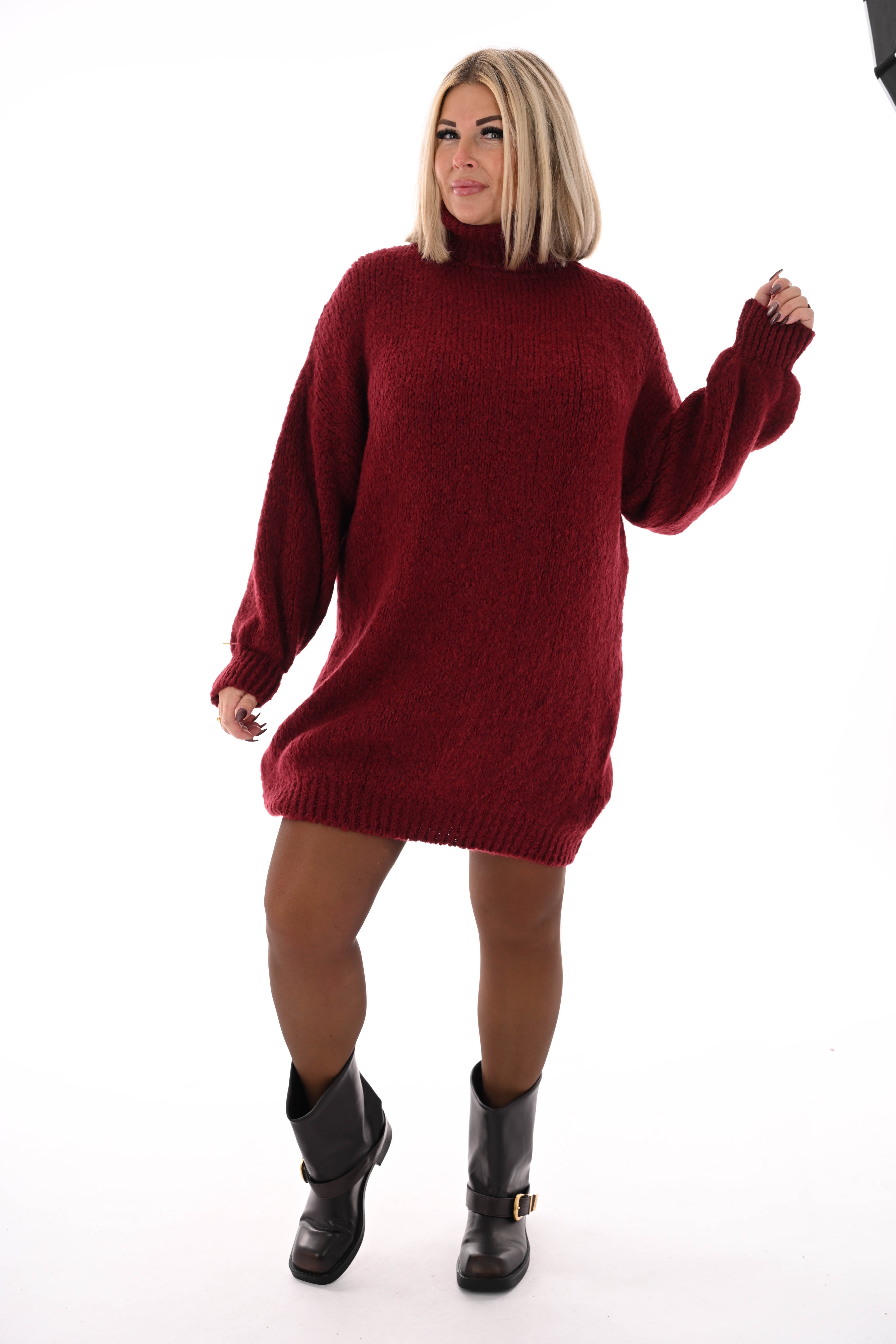 Tuniek grof gebreid met col bordeaux