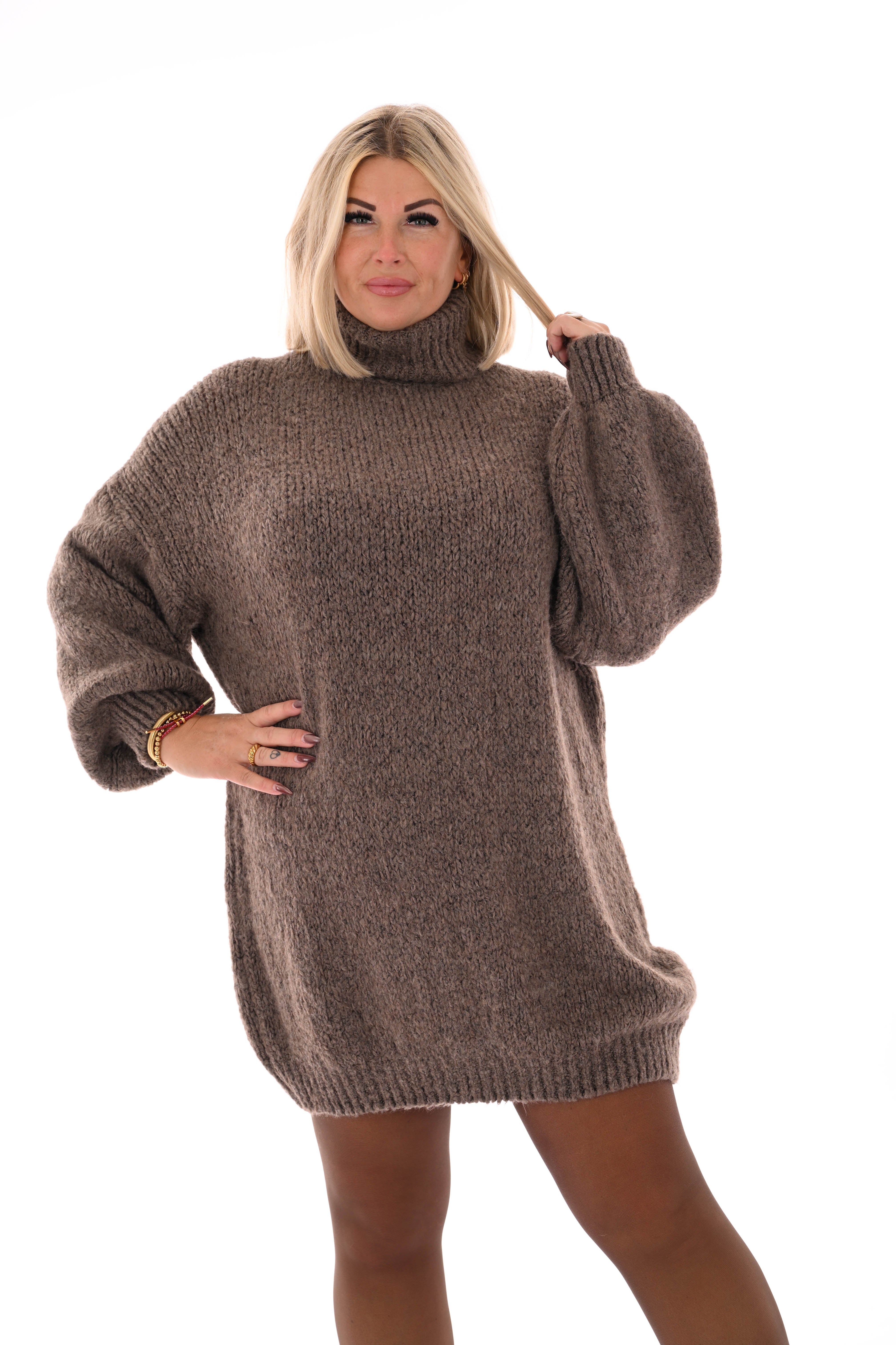 Tuniek grof gebreid met col taupe