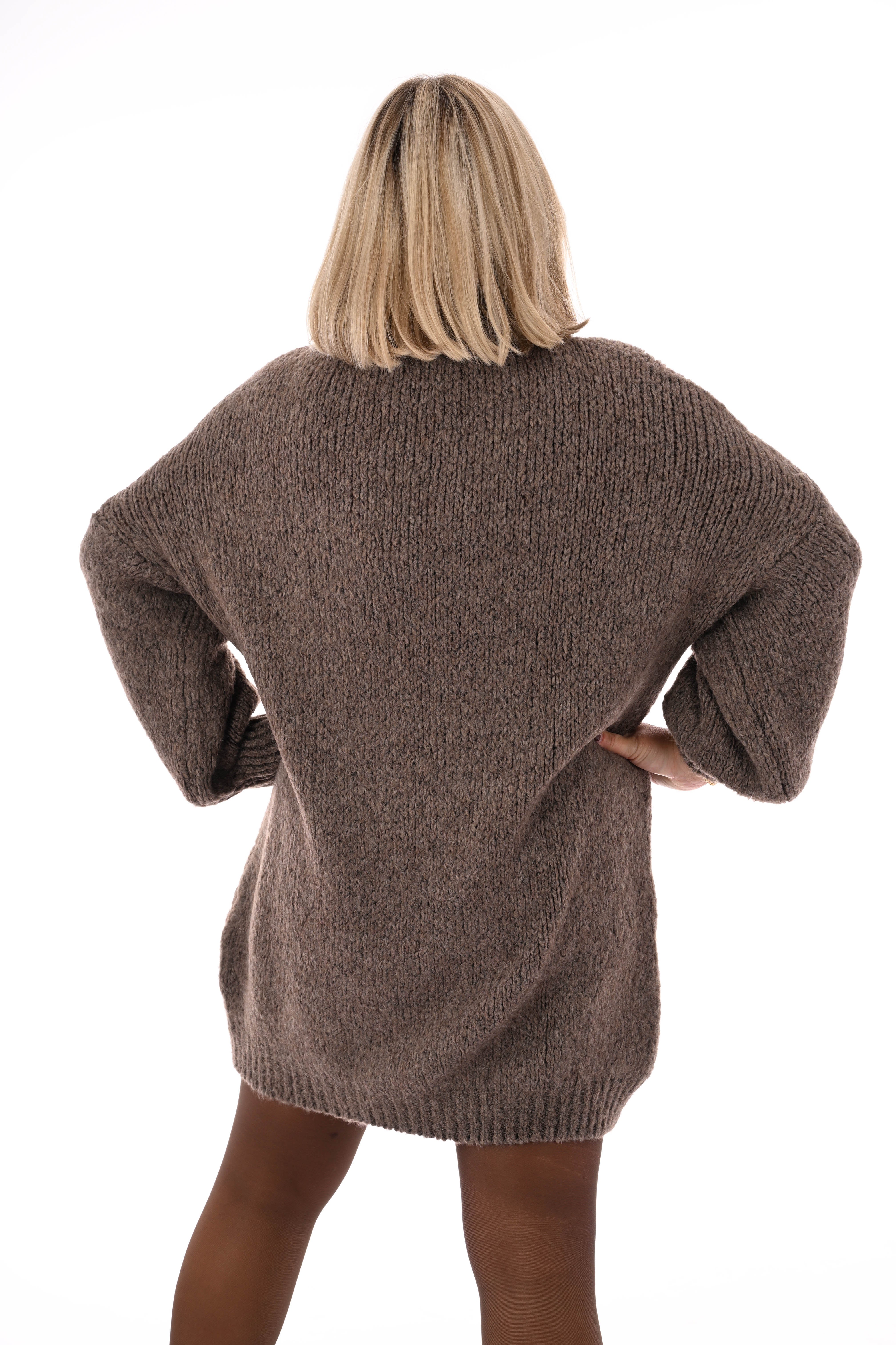 Tuniek grof gebreid met col taupe