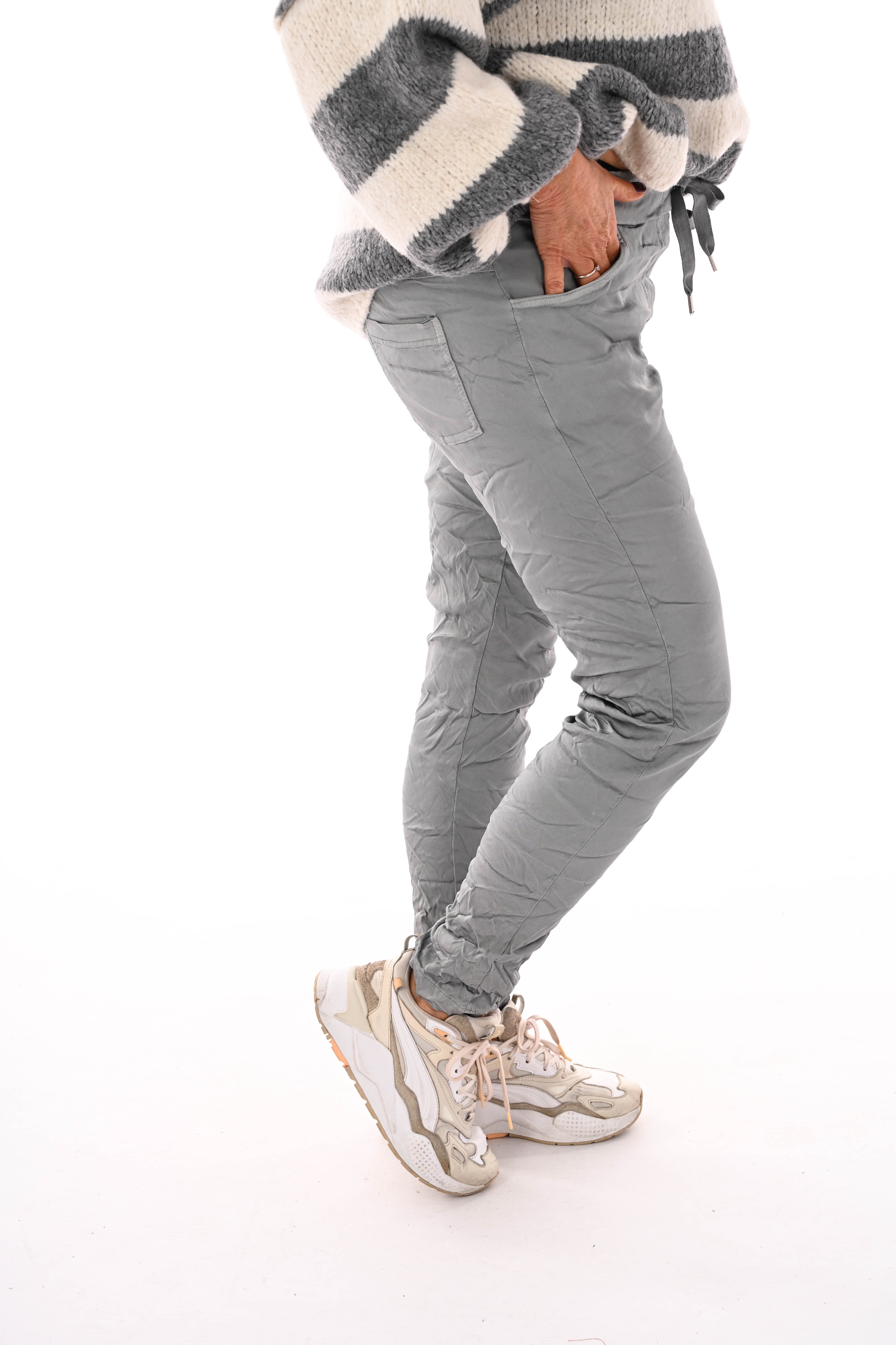 Silky stretchbroek grijs