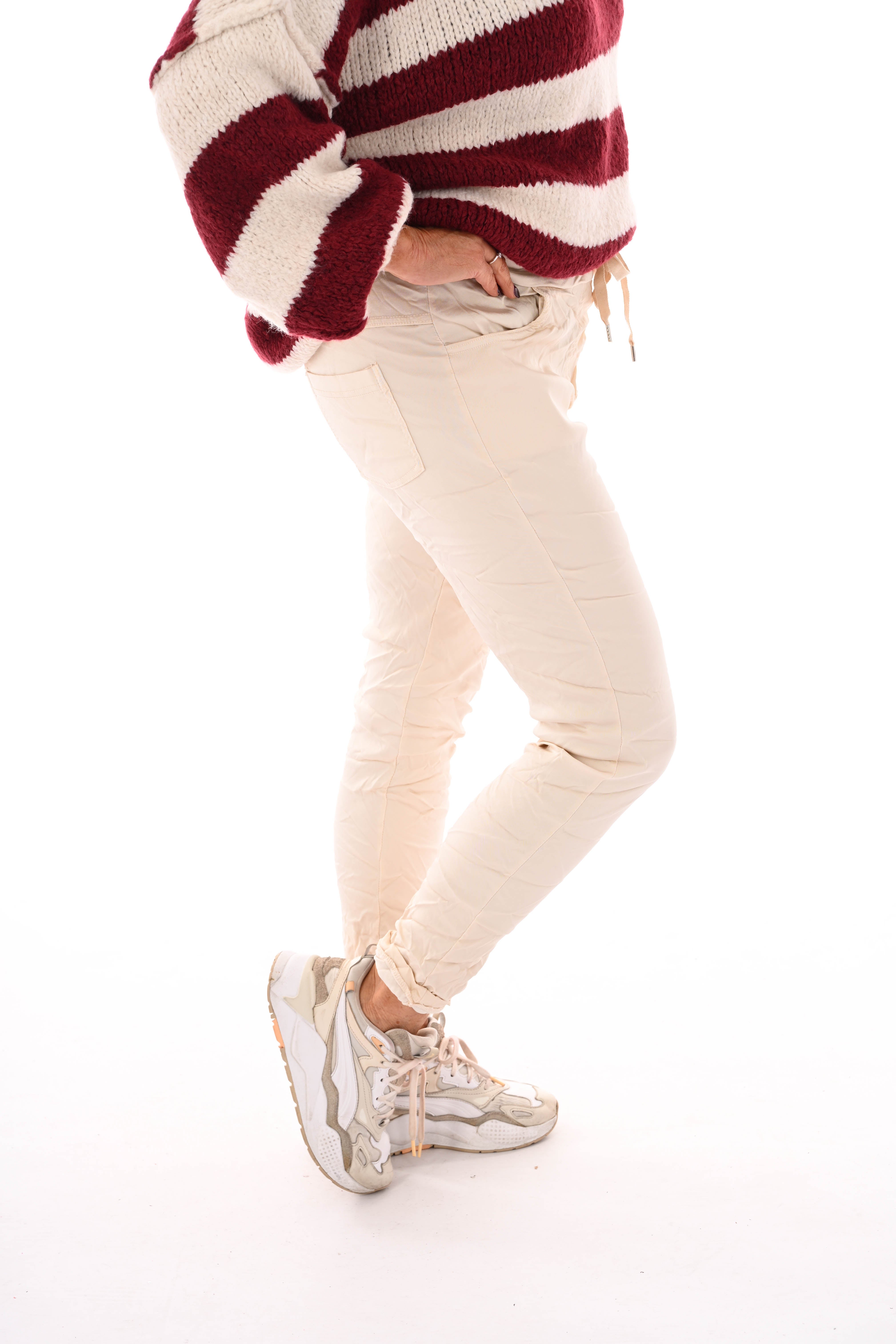 Silky stretchbroek creme