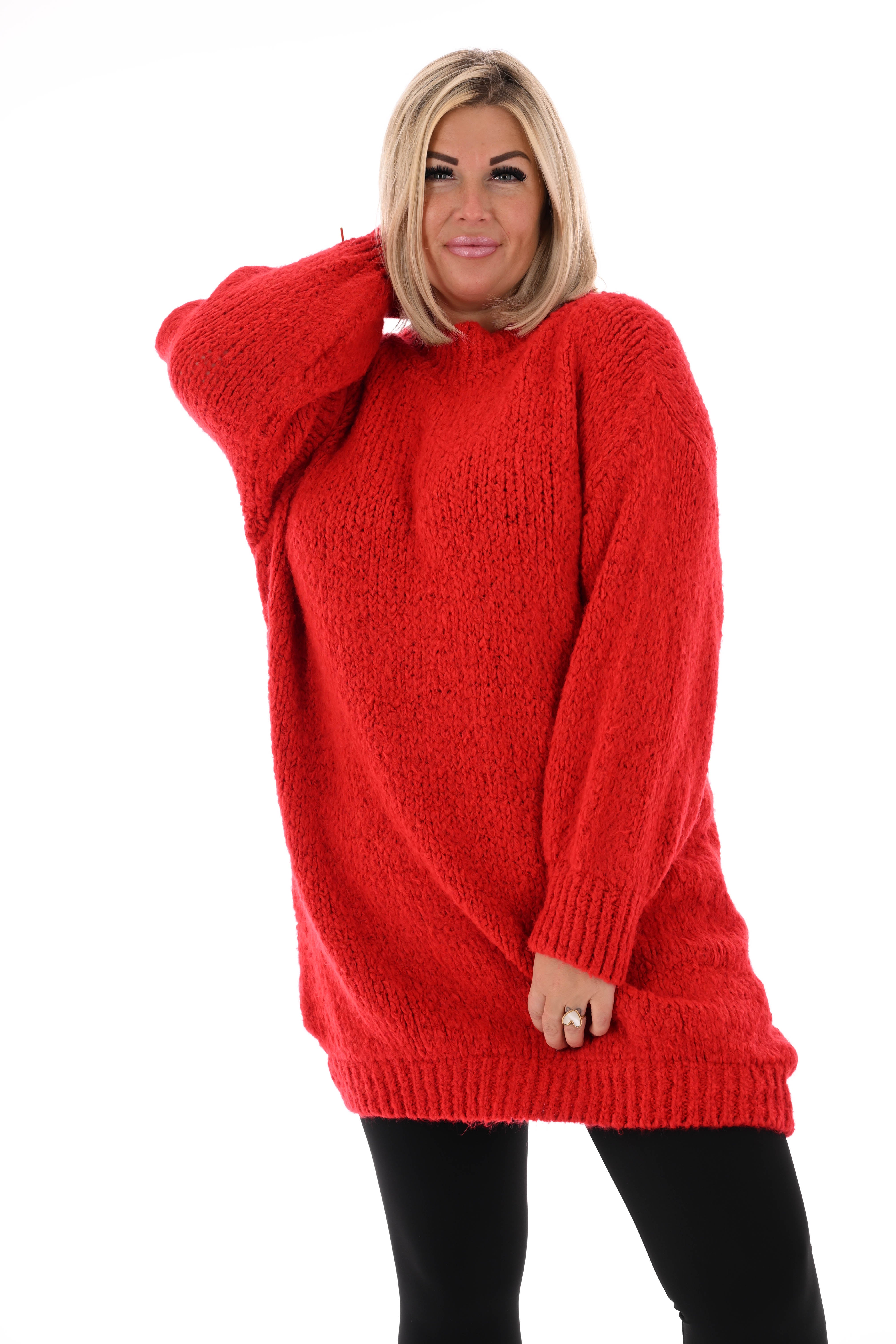 Lange trui pofmouwen uni rood