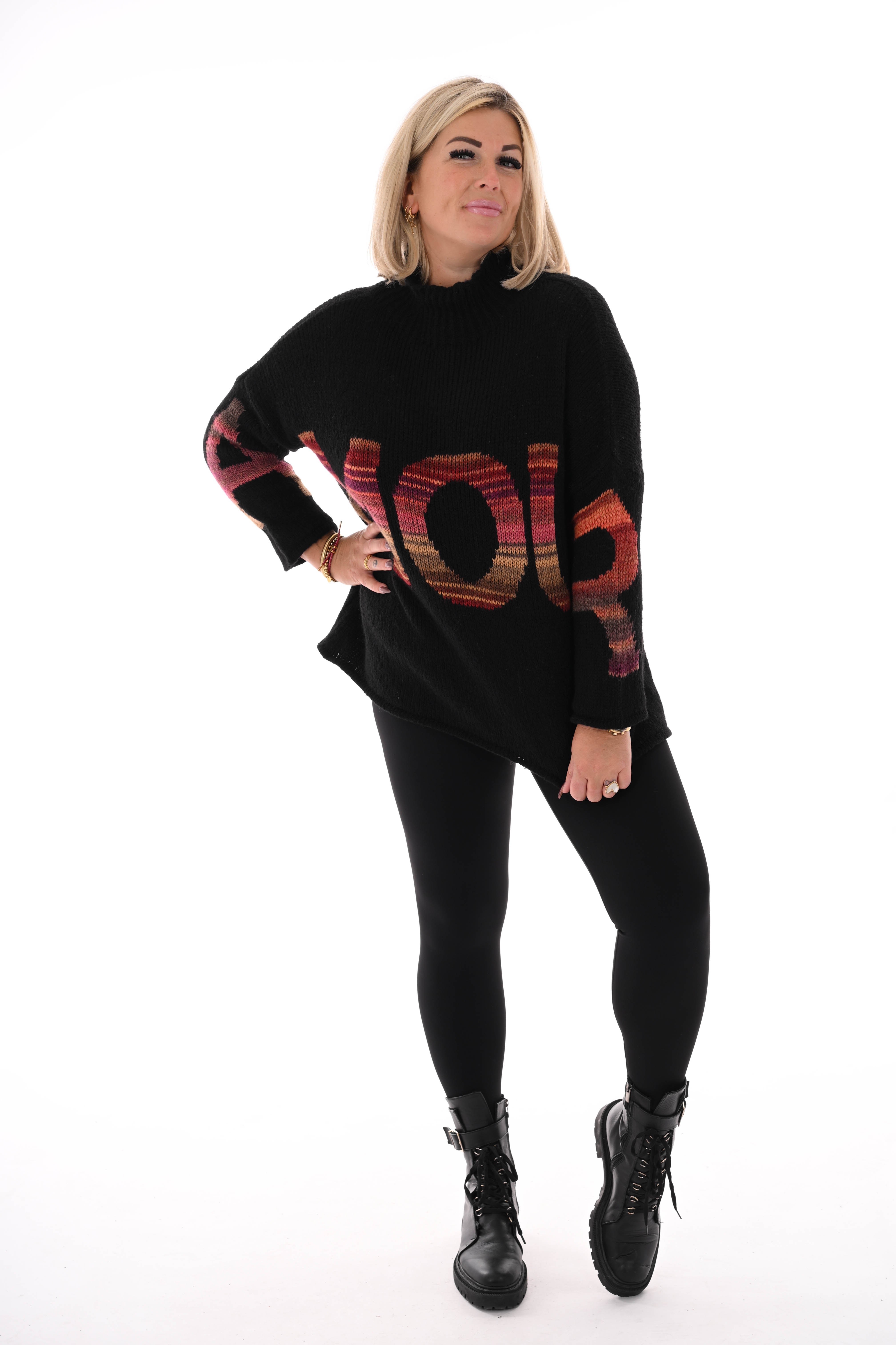 Gebreide trui turtle neck amour zwart