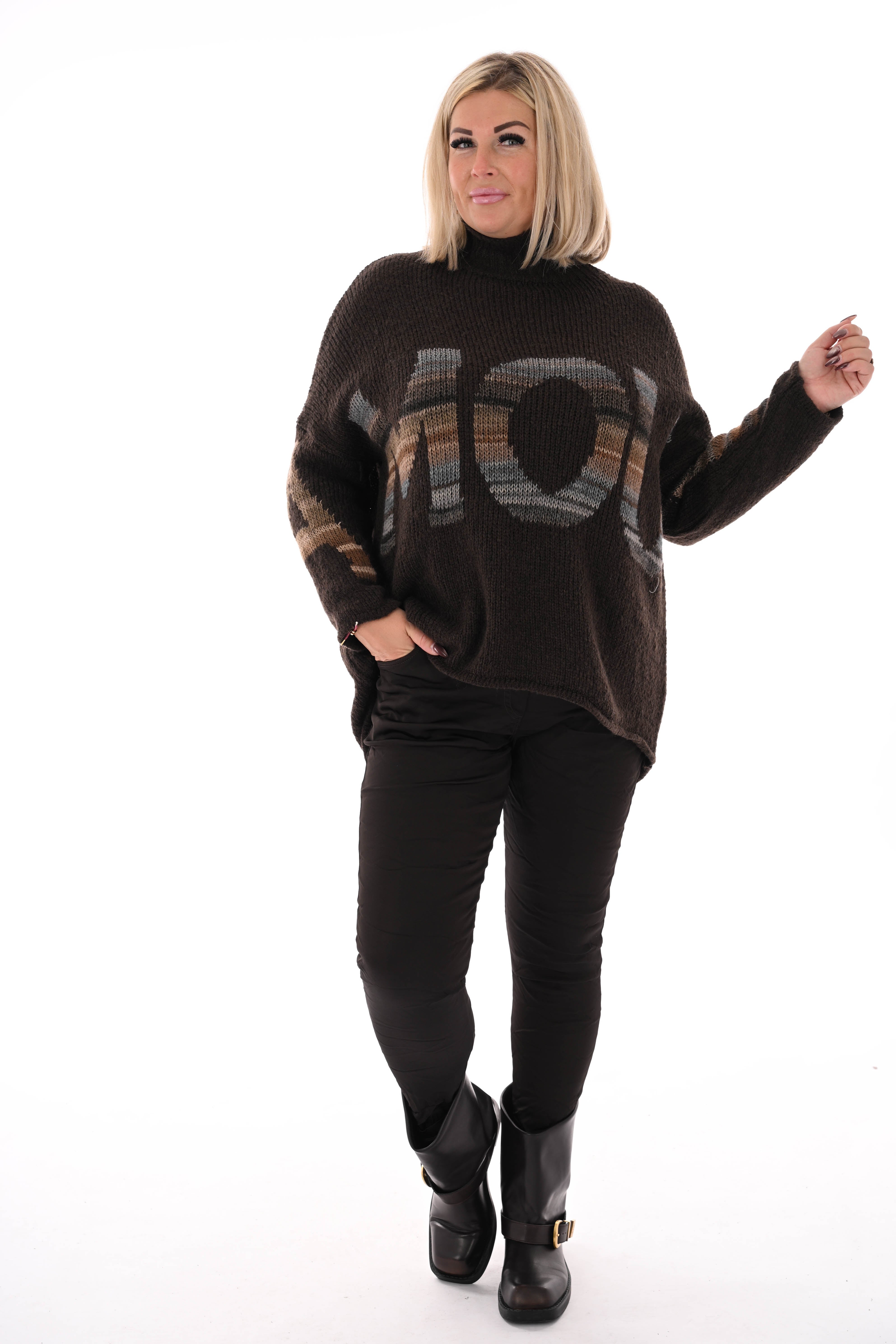 Gebreide trui turtle neck amour donkerbruin