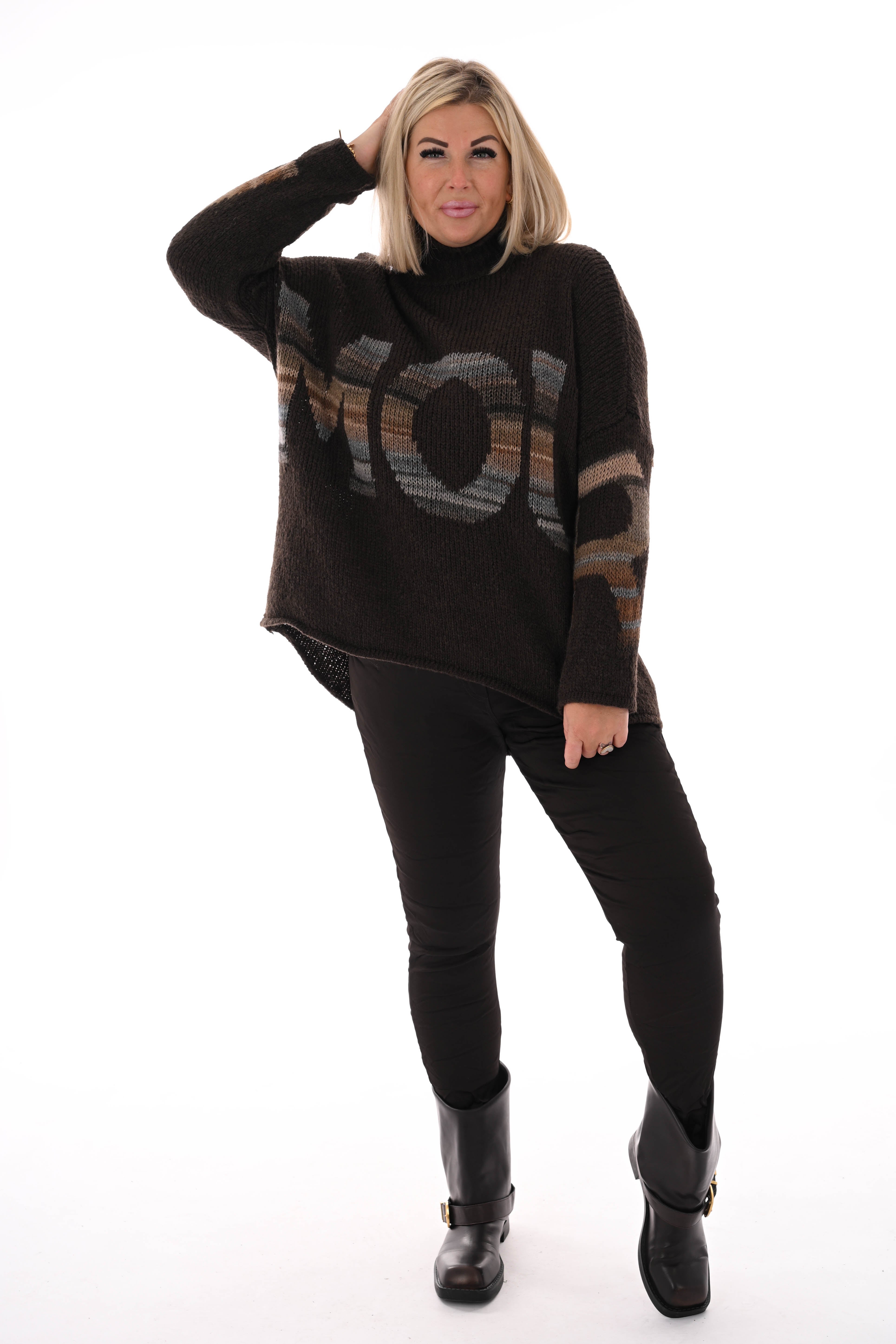 Gebreide trui turtle neck amour donkerbruin