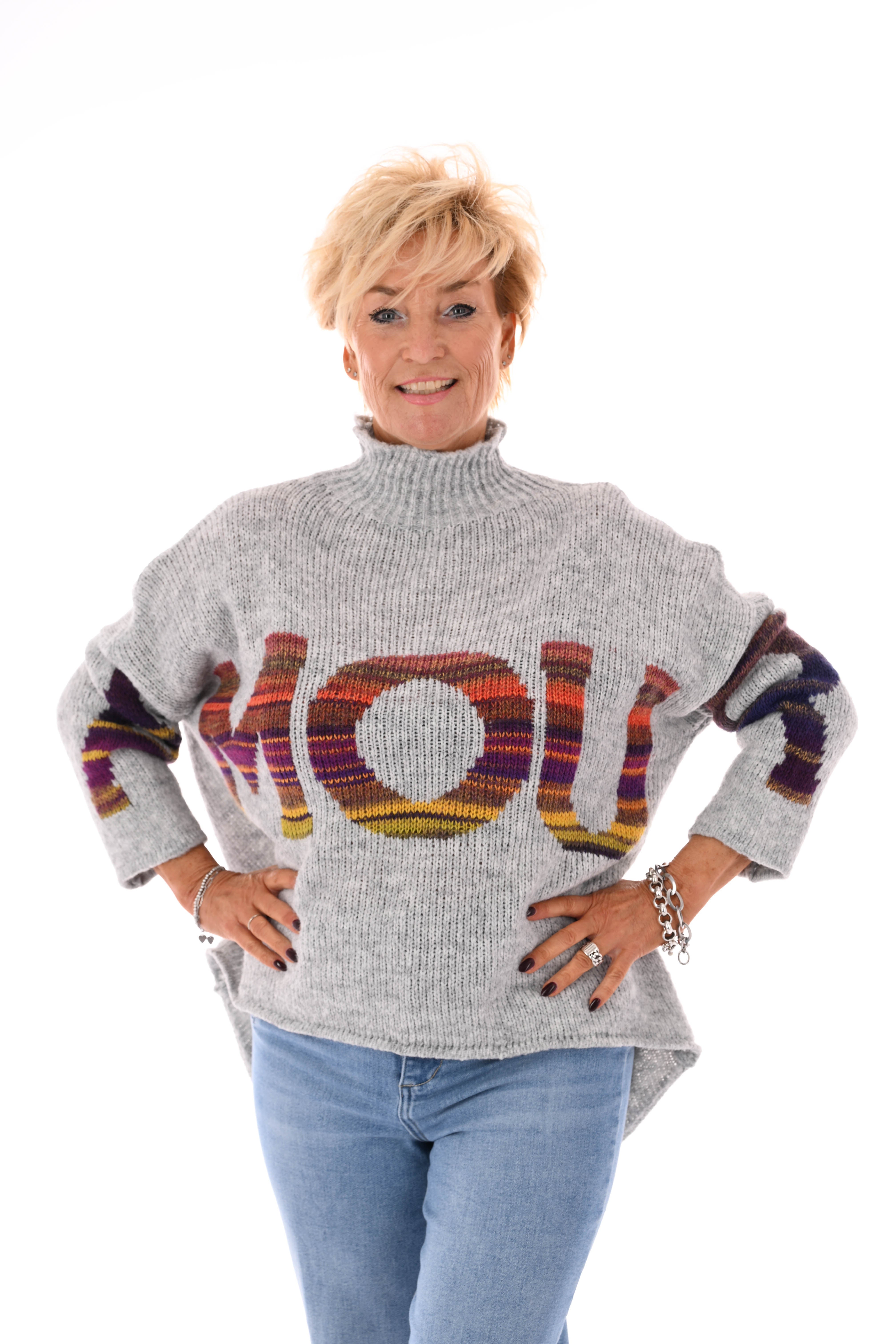 Gebreide trui turtle neck amour lichtgrijs