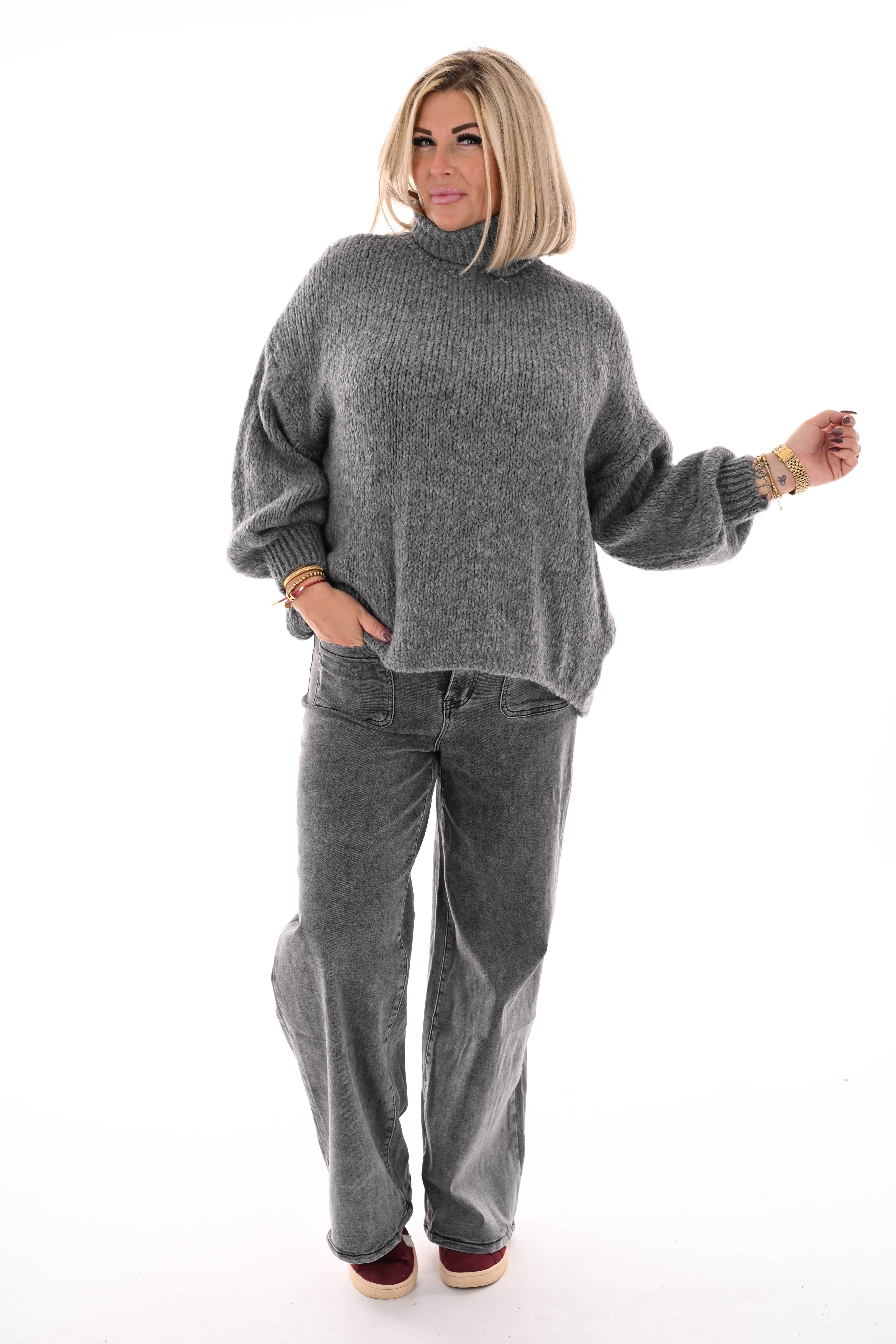 Coltrui grof gebreid grijs