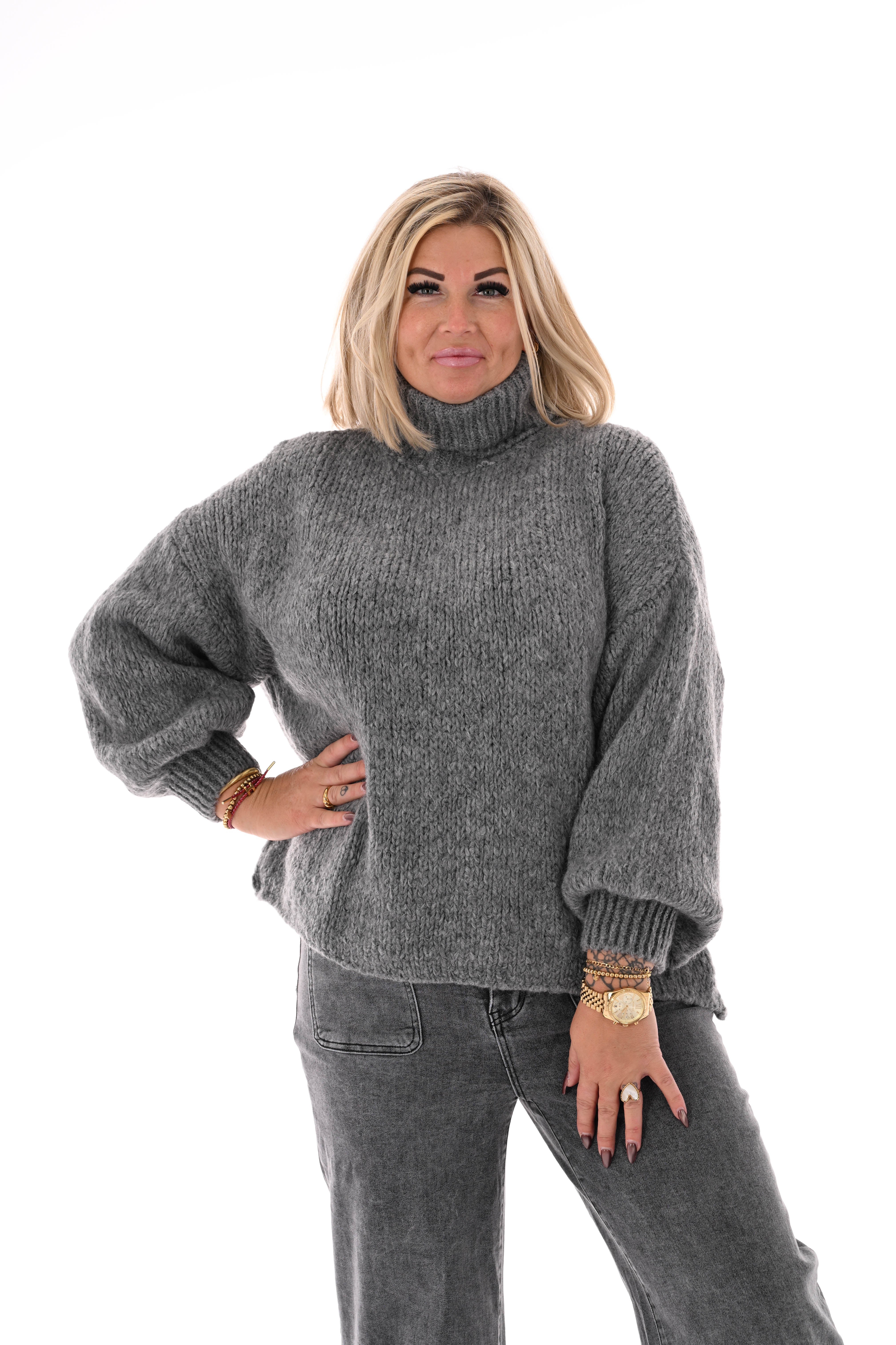 Coltrui grof gebreid grijs