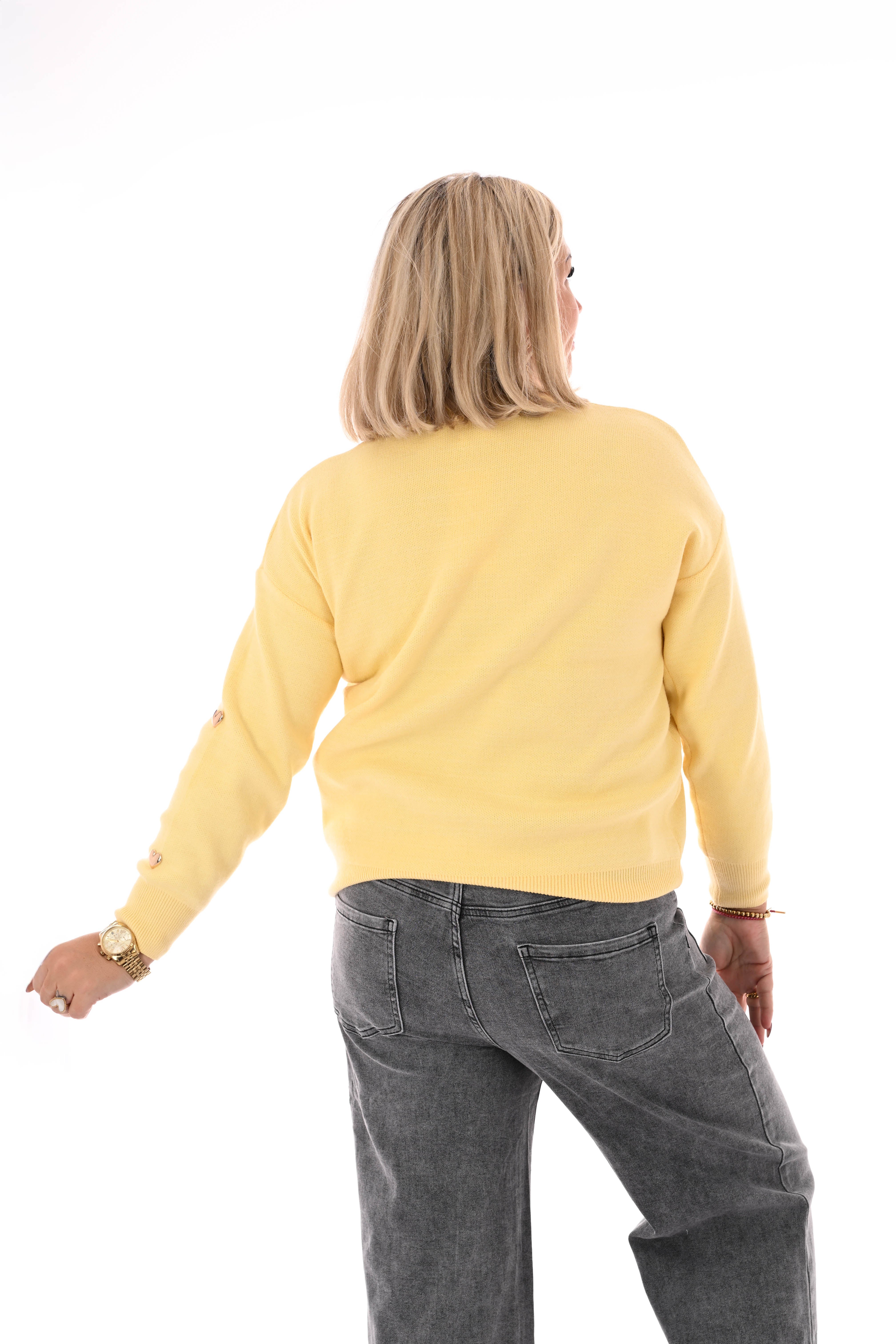 Trui met hartjes geel