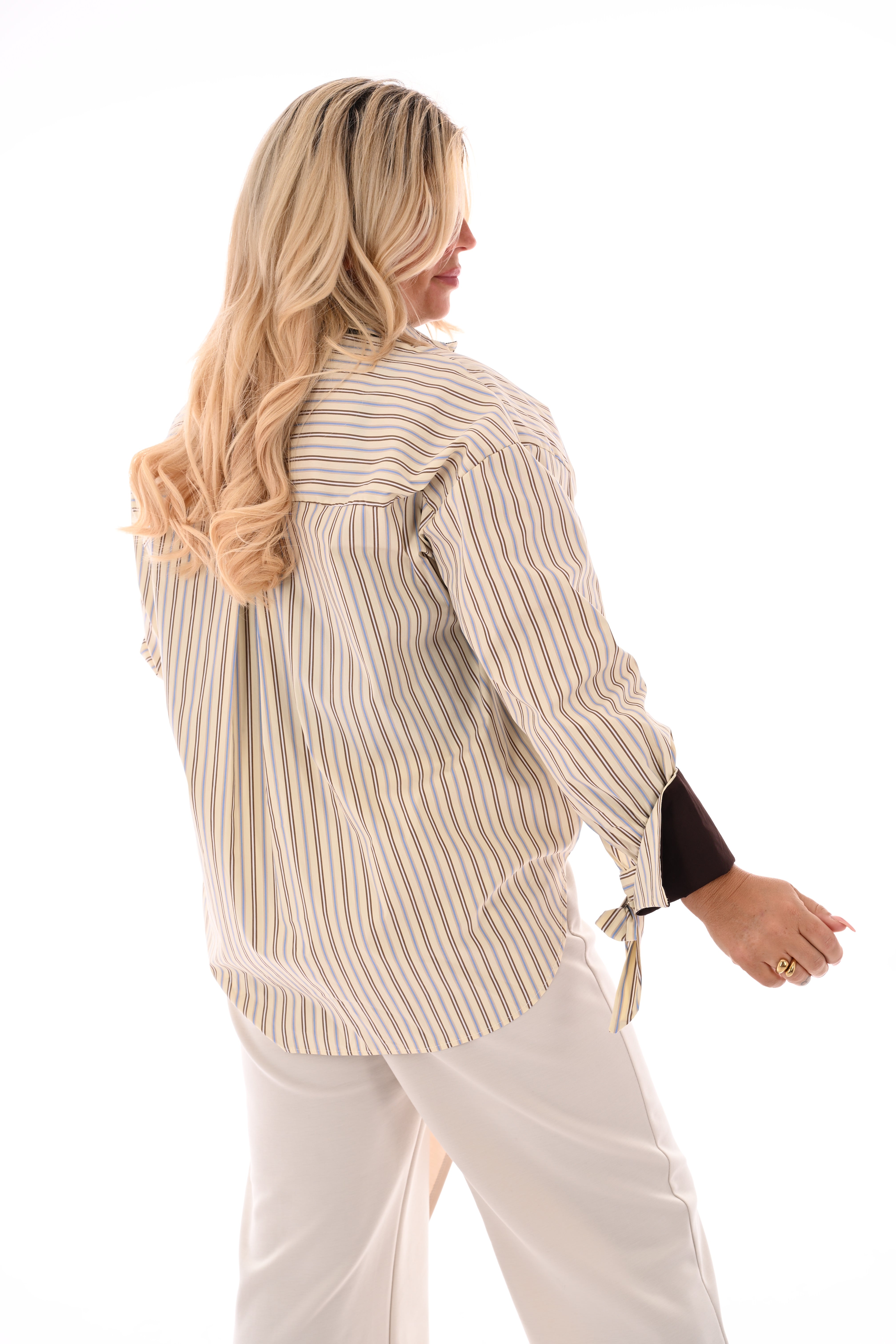 Blouse strepen mix lichtgeel