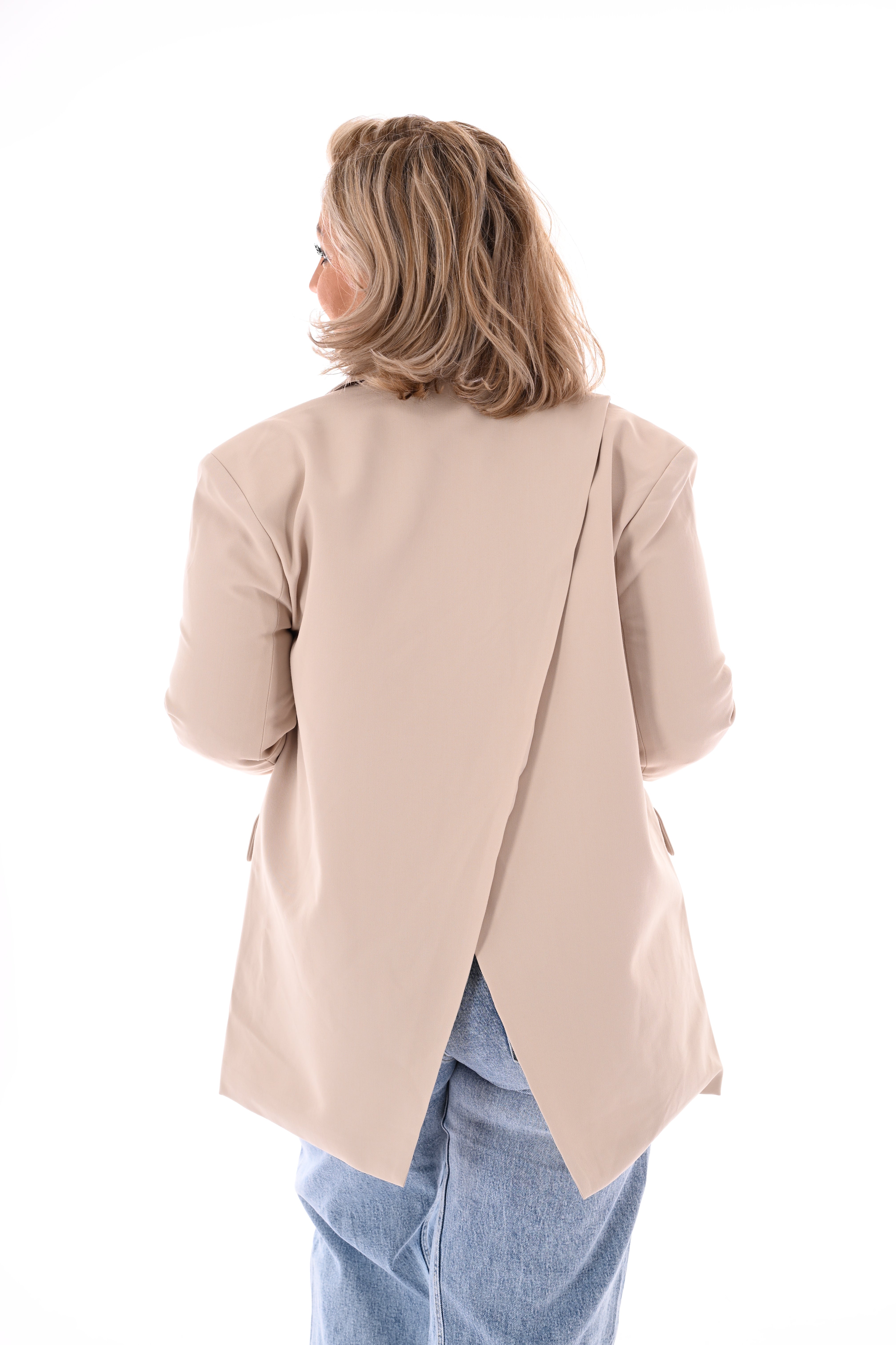 Blazer met open rug beige