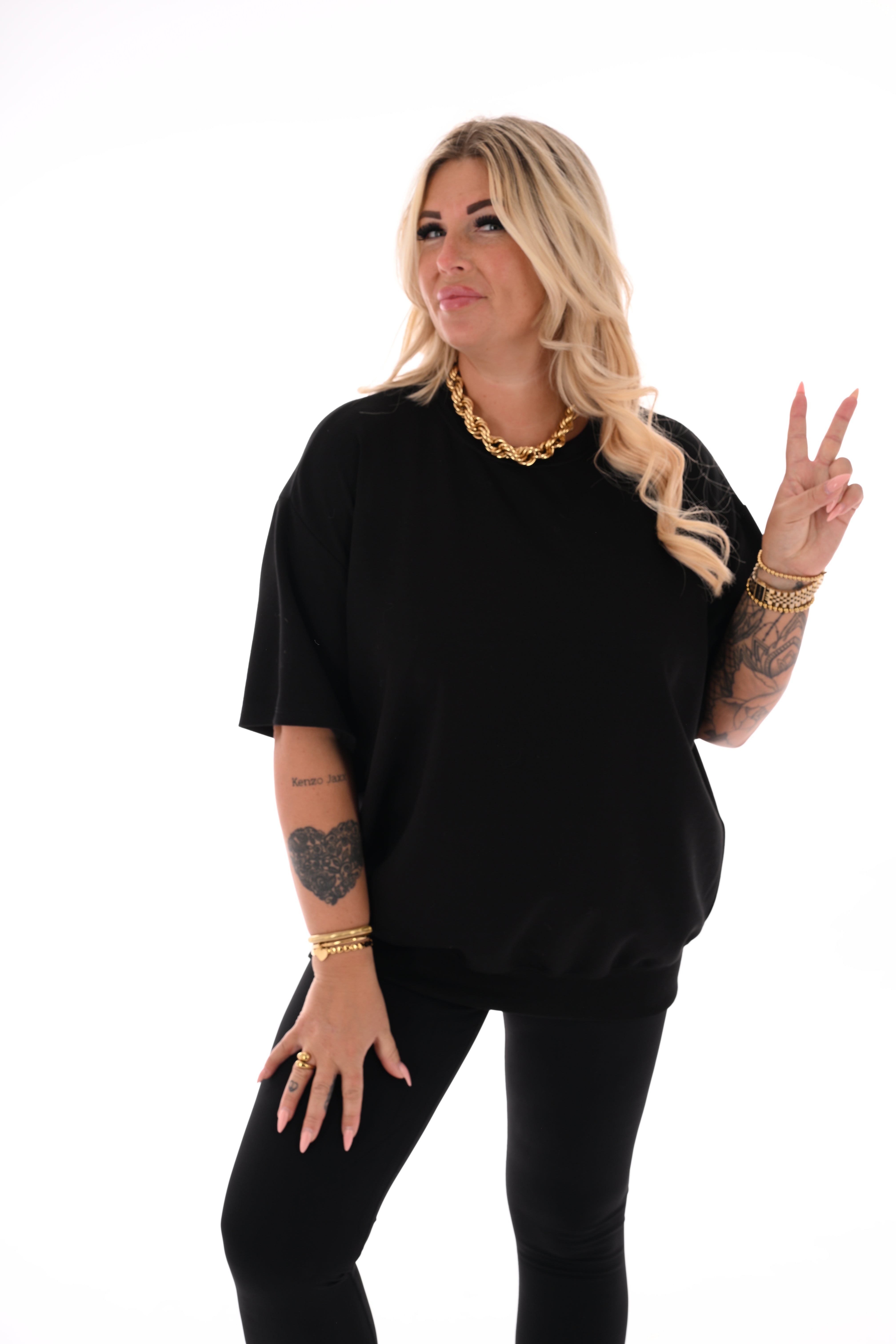 Sweater korte mouwen uni zwart